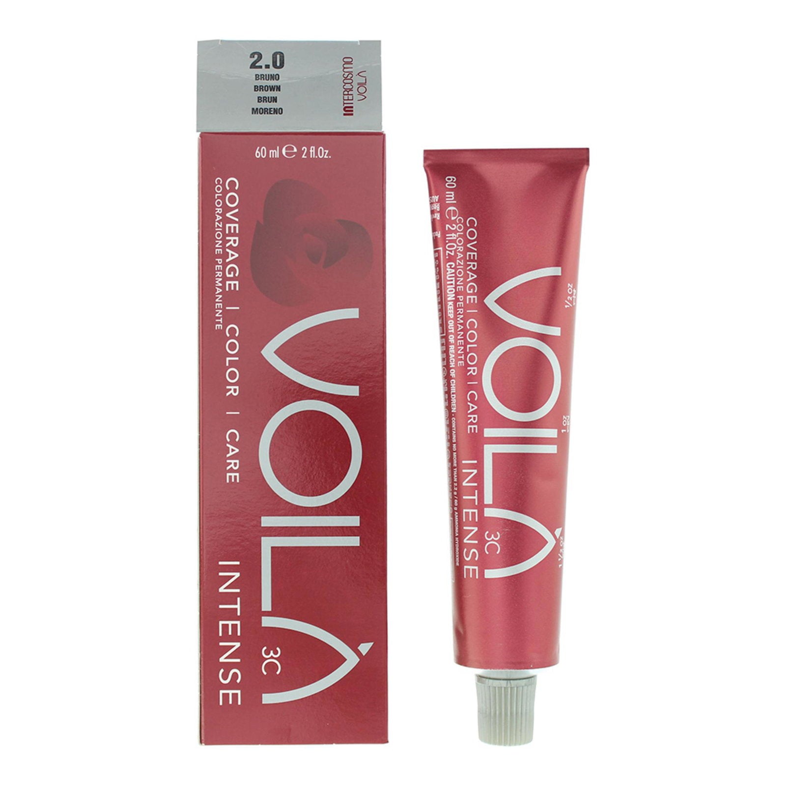 Intercosmo, Voila 3C Intense, Permanent Hair Dye, 2.0 Brown, 60 ml