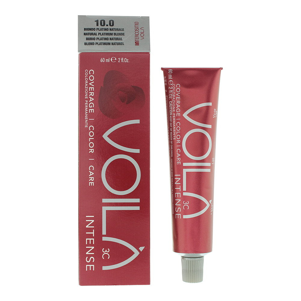 Intercosmo, Voila 3C Intense, Permanent Hair Dye, 10.0 Natural Platinum Blonde, 60 ml