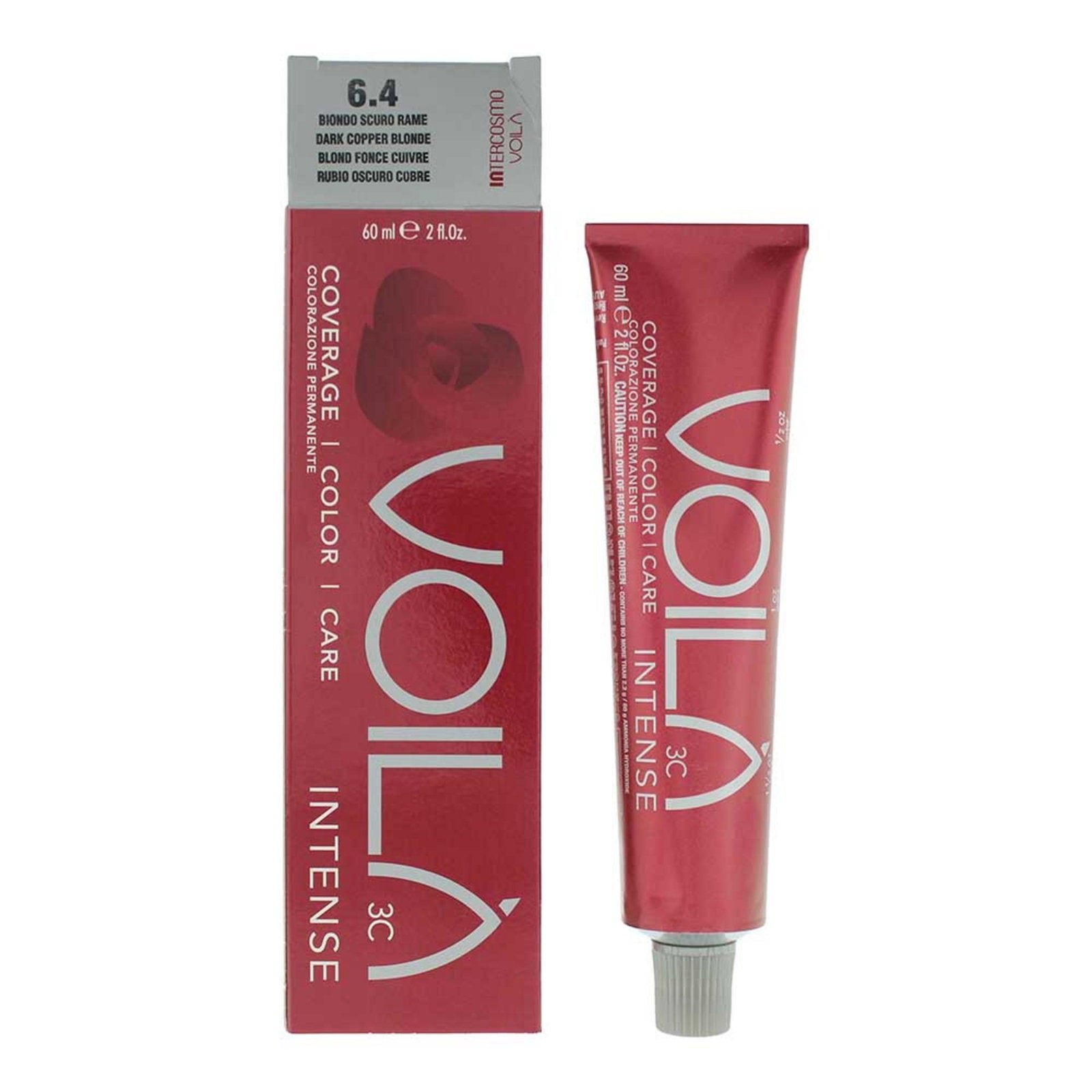 Intercosmo, Voila 3C Intense, Permanent Hair Dye, 6.4 Dark Copper Blonde, 60 ml