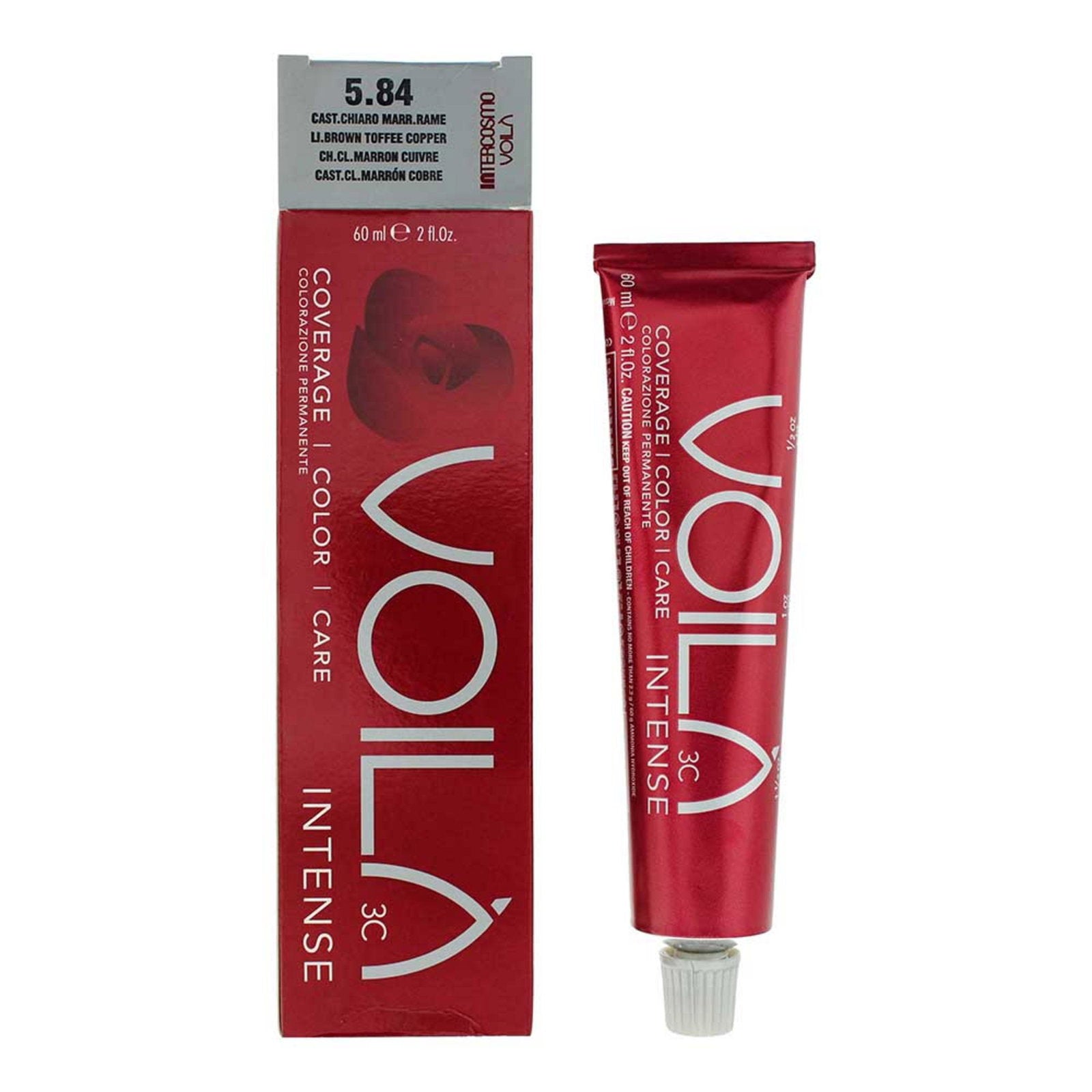 Intercosmo, Voila 3C Intense, Permanent Hair Dye, 5.84 Light Brown Toffee, 60 ml