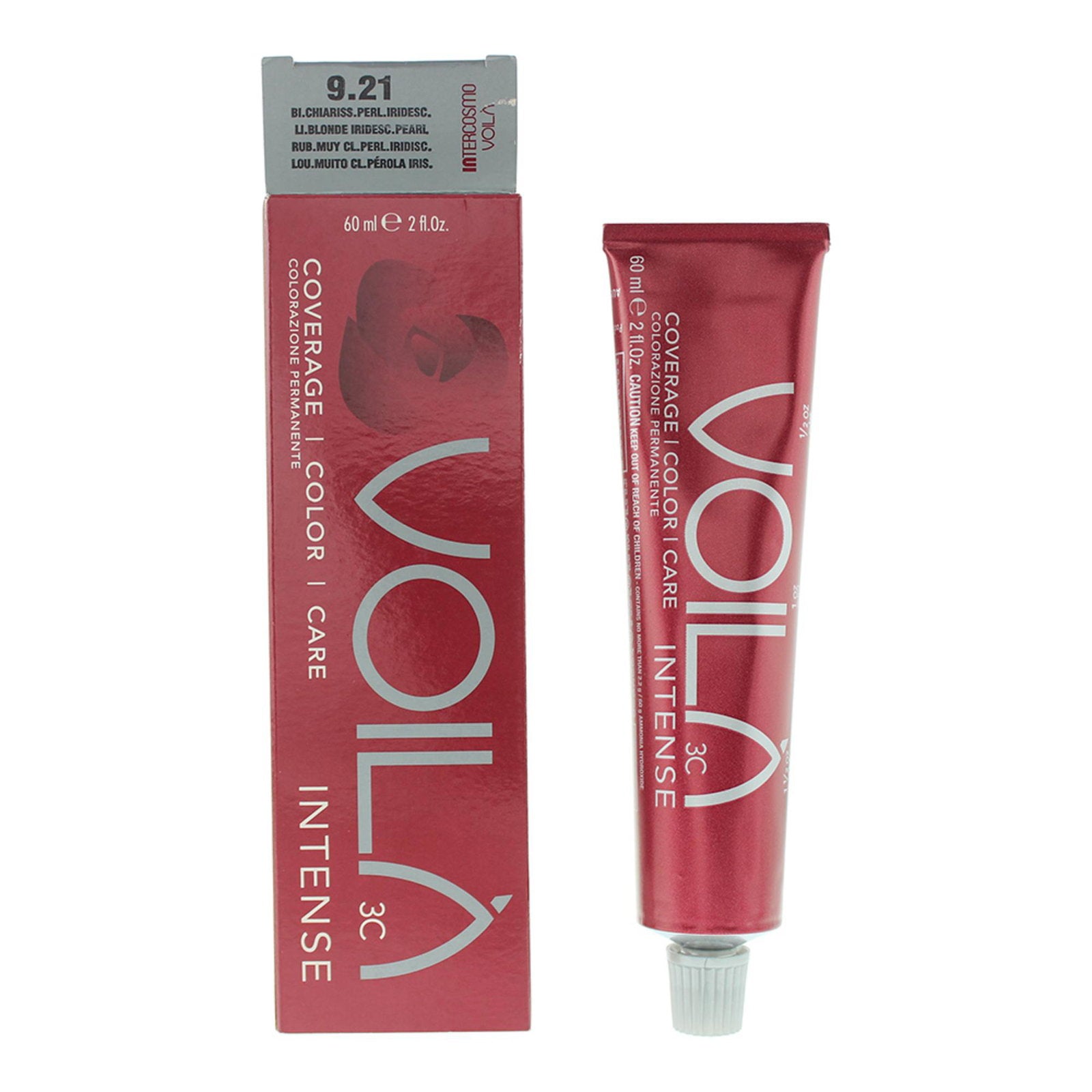 Intercosmo, Voila 3C Intense, Permanent Hair Dye, 9.21 Light Blonde Iridescent Pearl, 60 ml