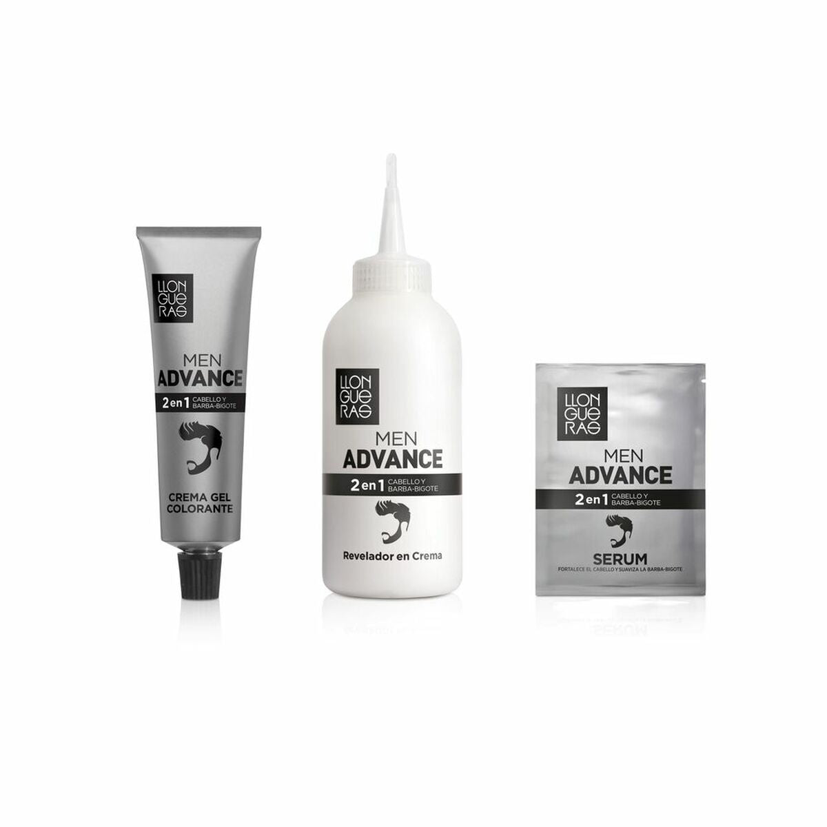 Farvecreme Llongueras Men Advance 3 - Mørkebrun Nº 3-Castano Oscuro Semi-permanent til mænd hudplejeemballage