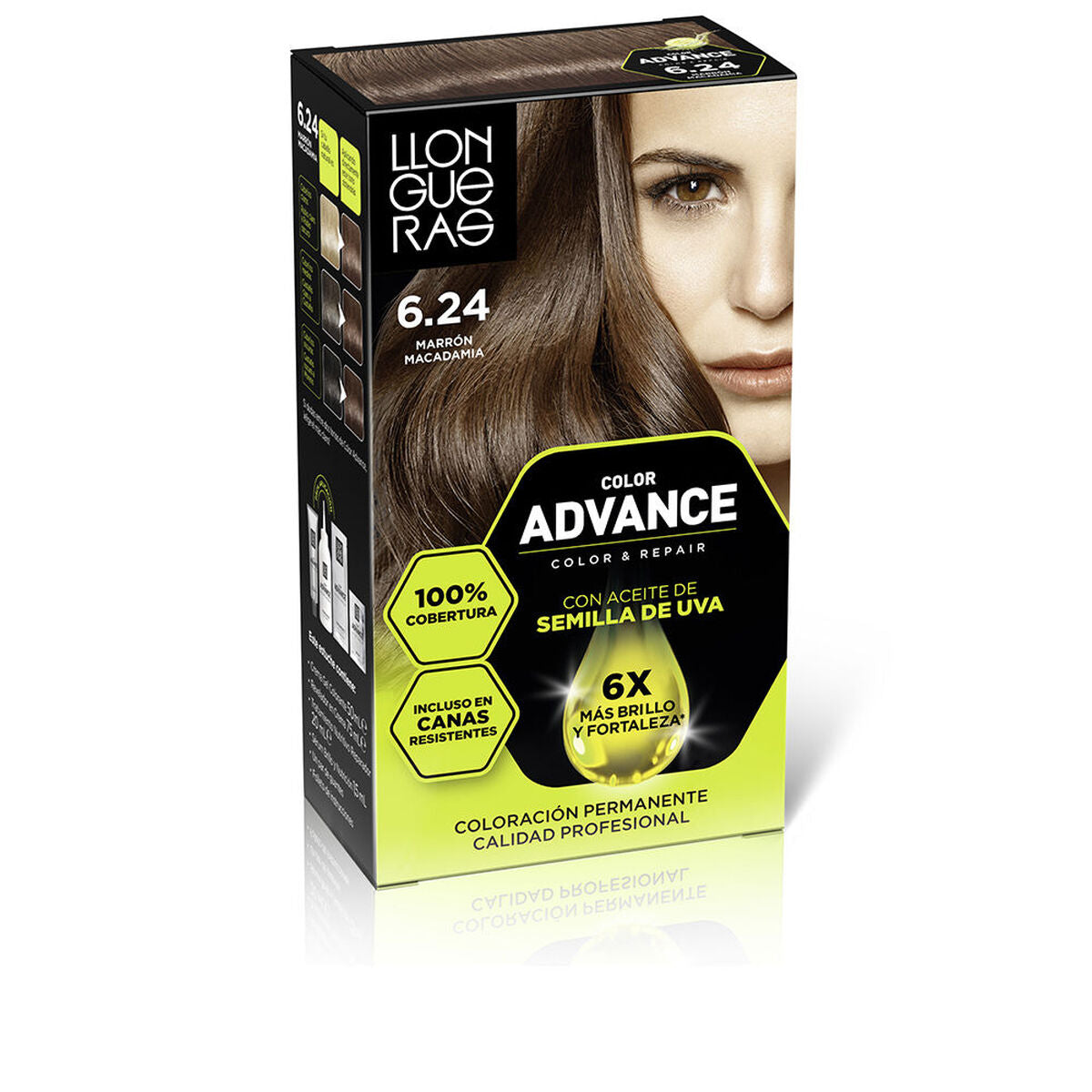 Permanent farve Llongueras COLOR ADVANCE Nº 6,24-Marron Macadamia produktemballage