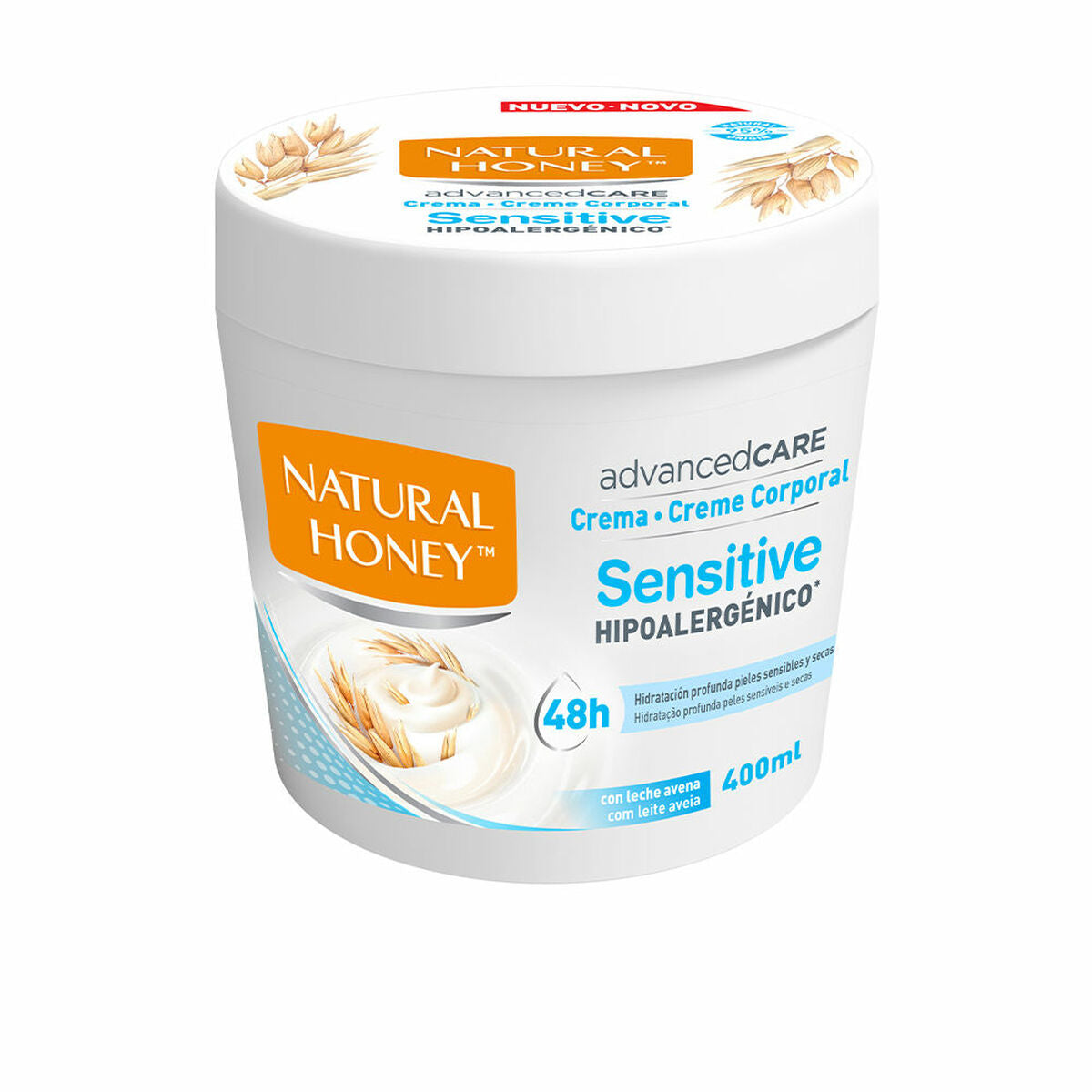 Hydrating Cream Natural Honey Advancedcare Sensitive 400 ml Hypoalergen Coconut hudplejeemballage