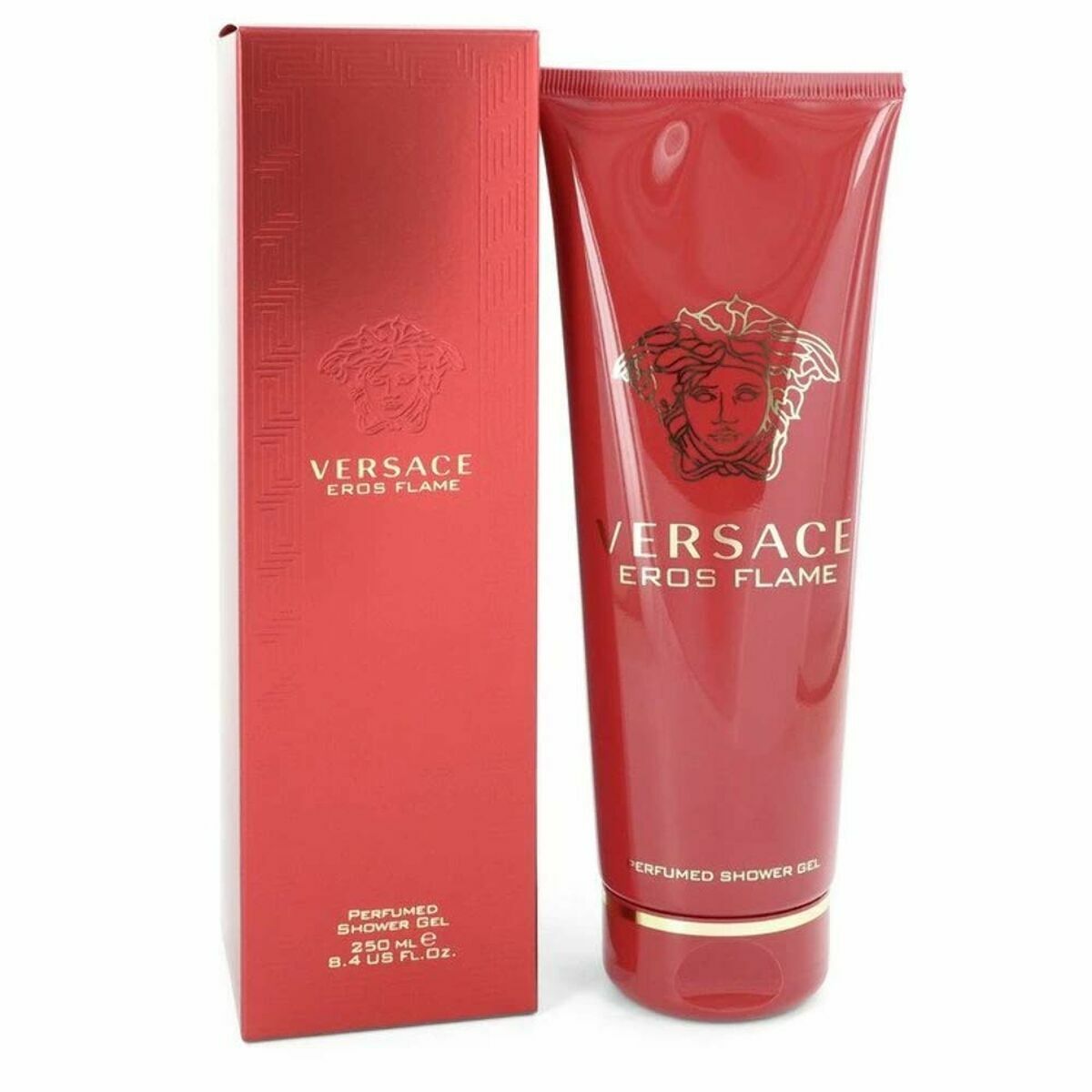 Parfumeret Shower Gel Versace Eros Flame til mænd hudplejeemballage