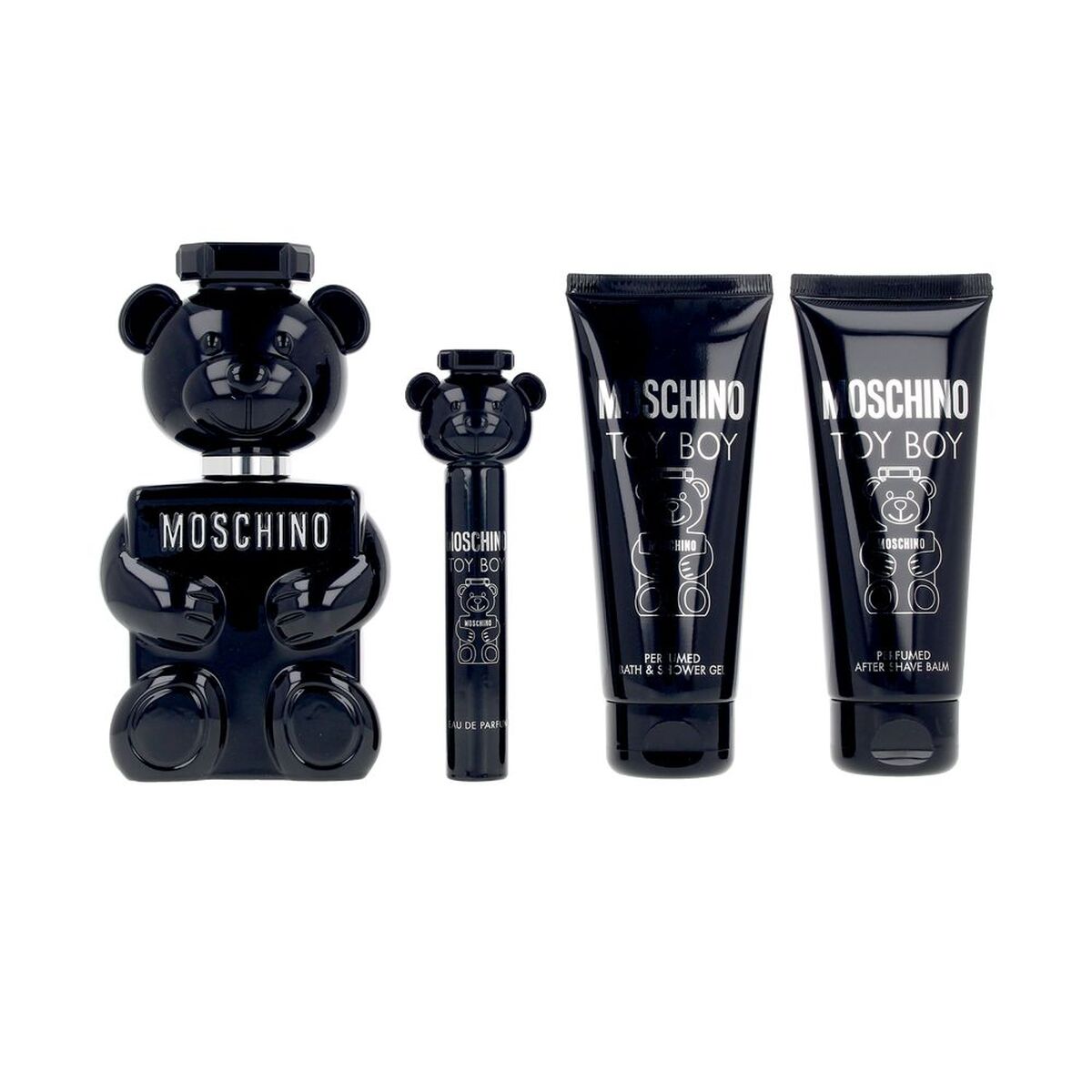 Herreparfumesæt Moschino TOY BOY 4 stykkers produktemballage