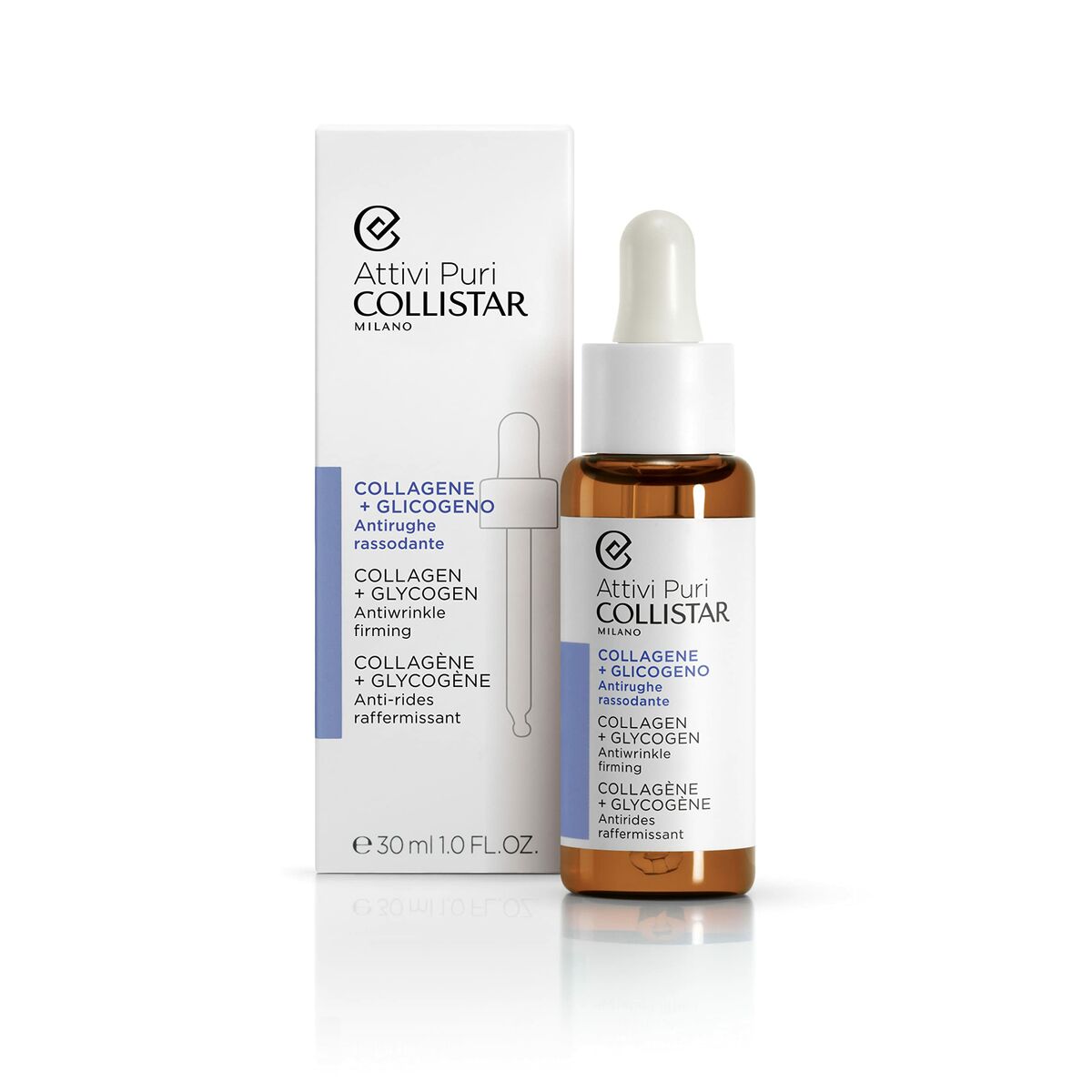 Ansigtsserum Collistar Attivi Puri 30 ml opstrammende anti-rynkekollagen til kvinder serumflaske