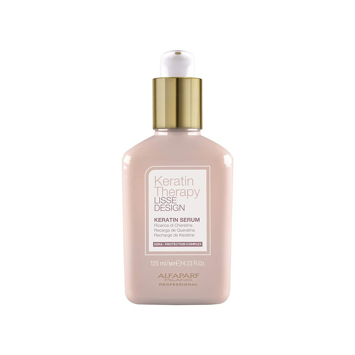 Hårolie Alfaparf Milano Lisse Design Keratin Therapy 100 ml 125 ml Silkeagtig finish Refill til Damer produktemballage