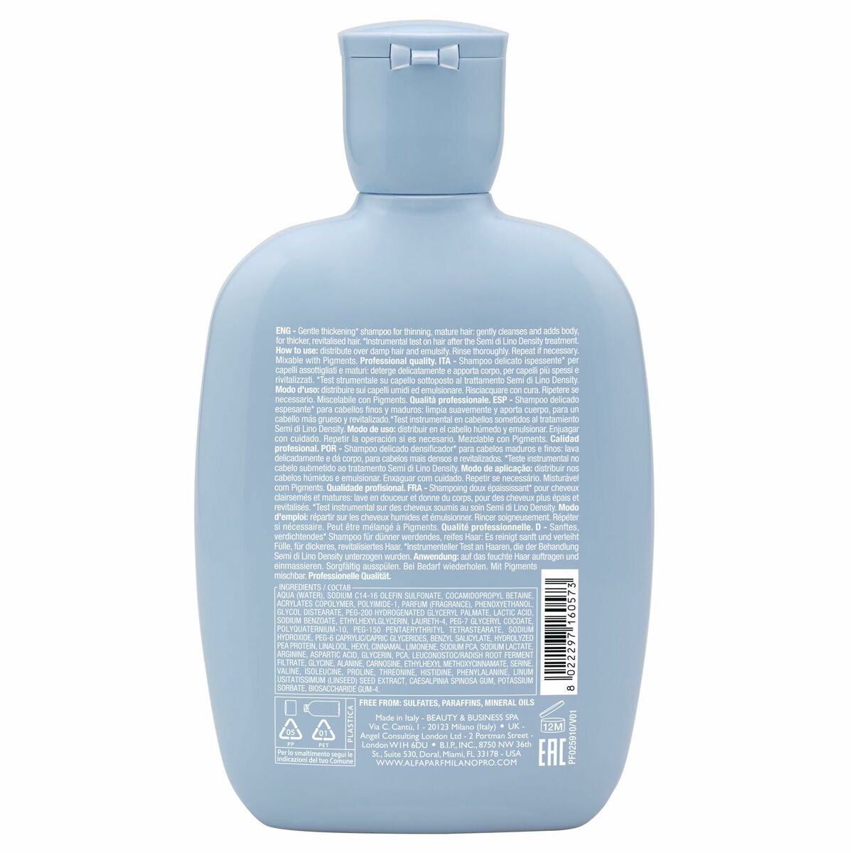 Shampoo Alfaparf Milano SEMI DI LINO DENSITY 250 ml til kvinder shampooflaske
