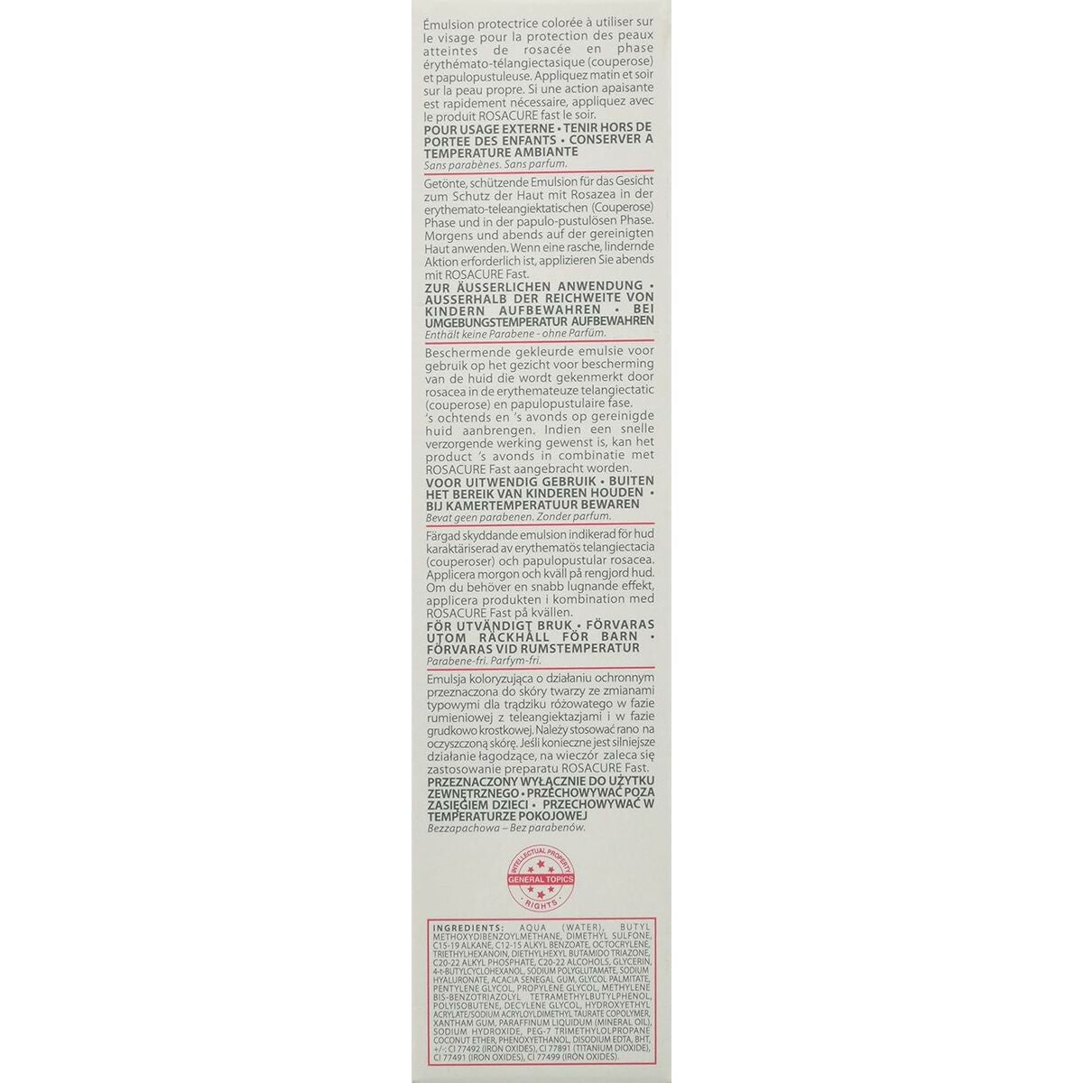 Ansigtscreme Rosacure Spf 30 ml hudplejeemballage