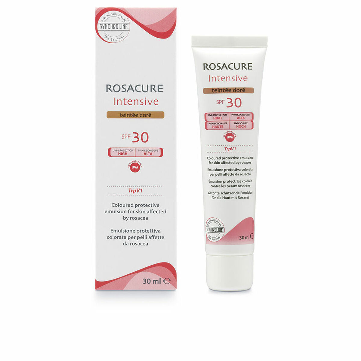 Fugtgivende creme med Color Rosacure Spf 30 ml brun hudplejeemballage