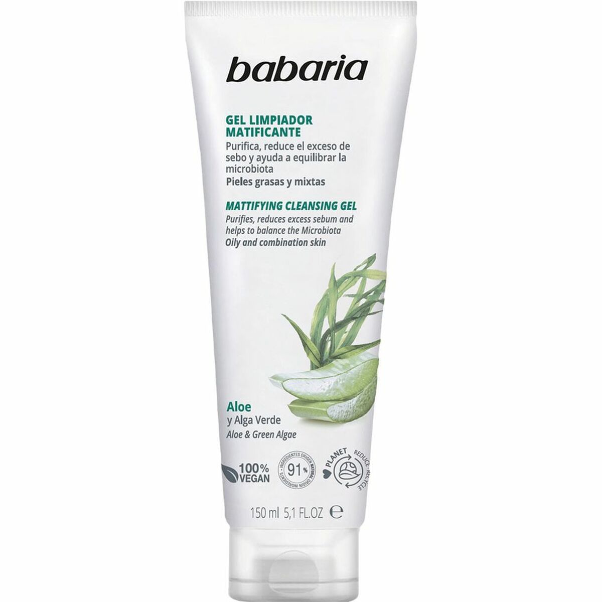 Facial Cleansing Gel Babaria Aloe Vera 150 ml Mattificerende finish hudplejeemballage