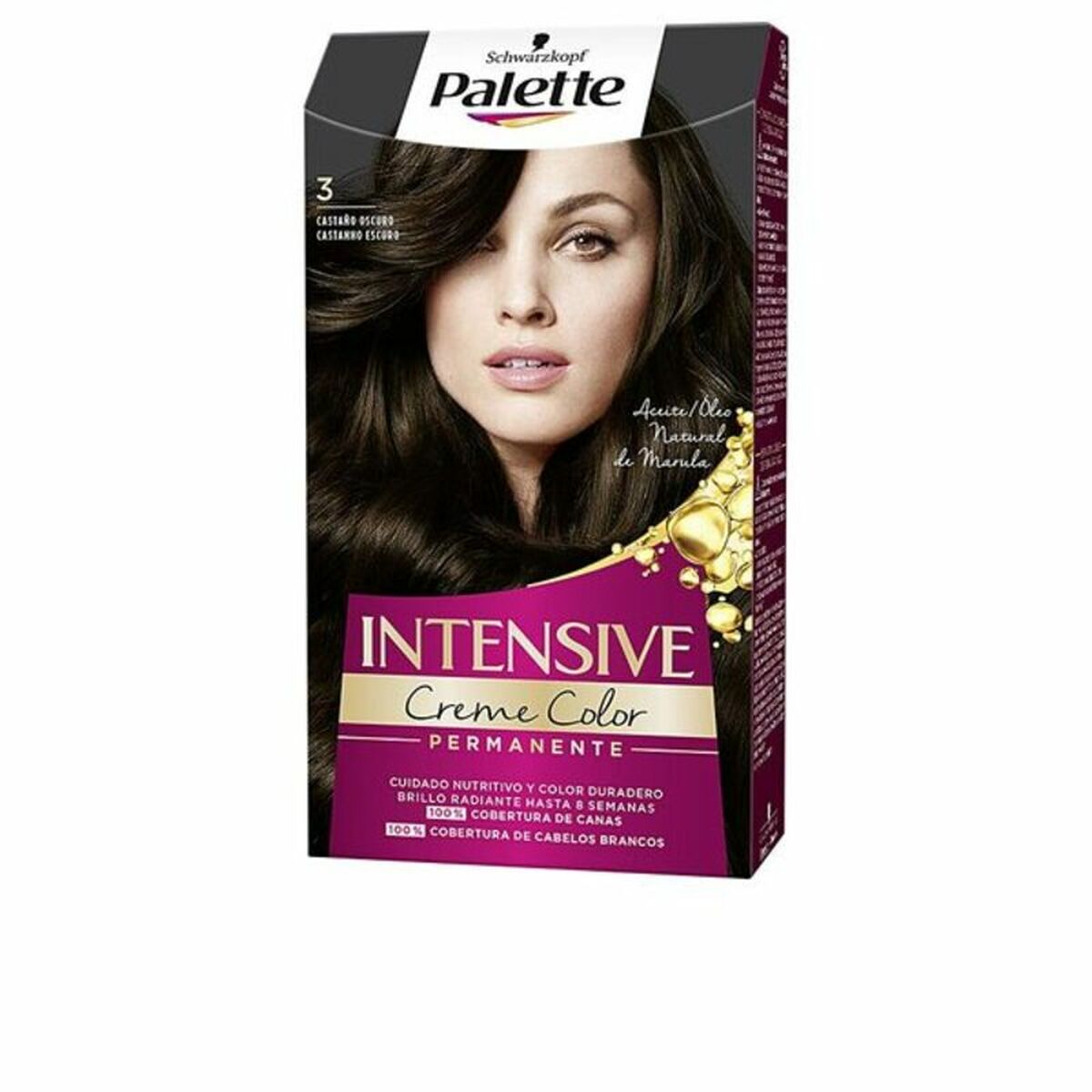 Permanent Dye Schwarzkopf Palette Intensiv Dark Brown Nº 3-Castano Oscuro (1 enhed) til kvinder makeup emballage