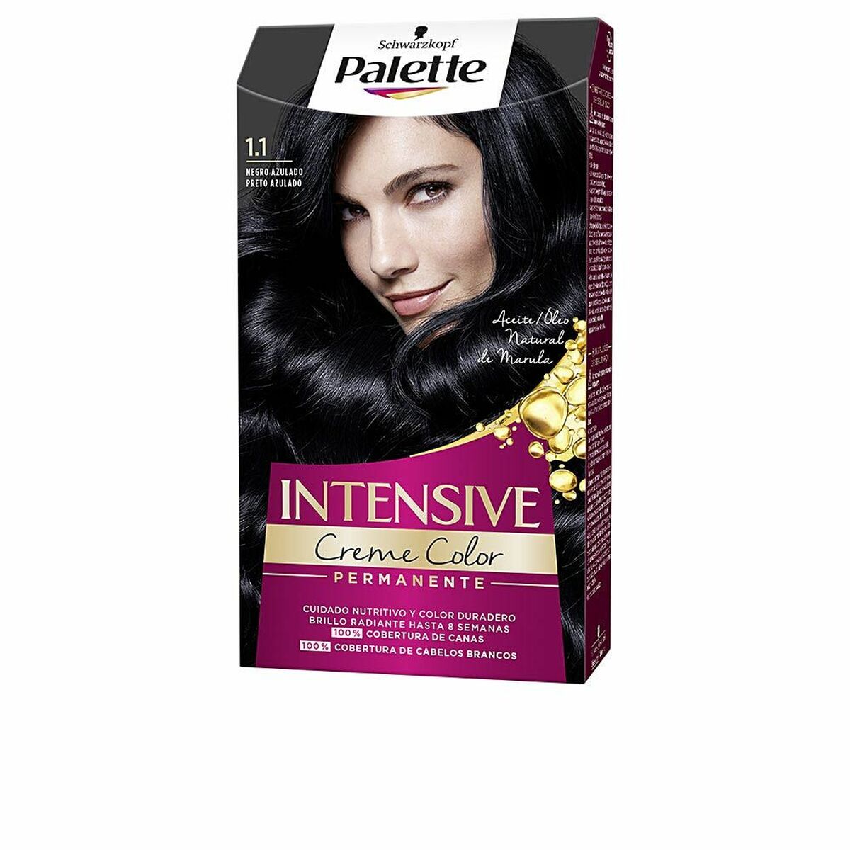 Permanent Dye Schwarzkopf PALETTE INTENSIVE Nº 1.1-Negro Azulado (1 enhed) makeup-emballage