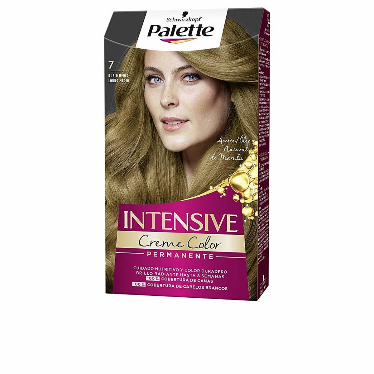 Permanent Dye Schwarzkopf Palette Intensive Nº 7-Rubio Medio (1 enhed) til kvinder makeup emballage