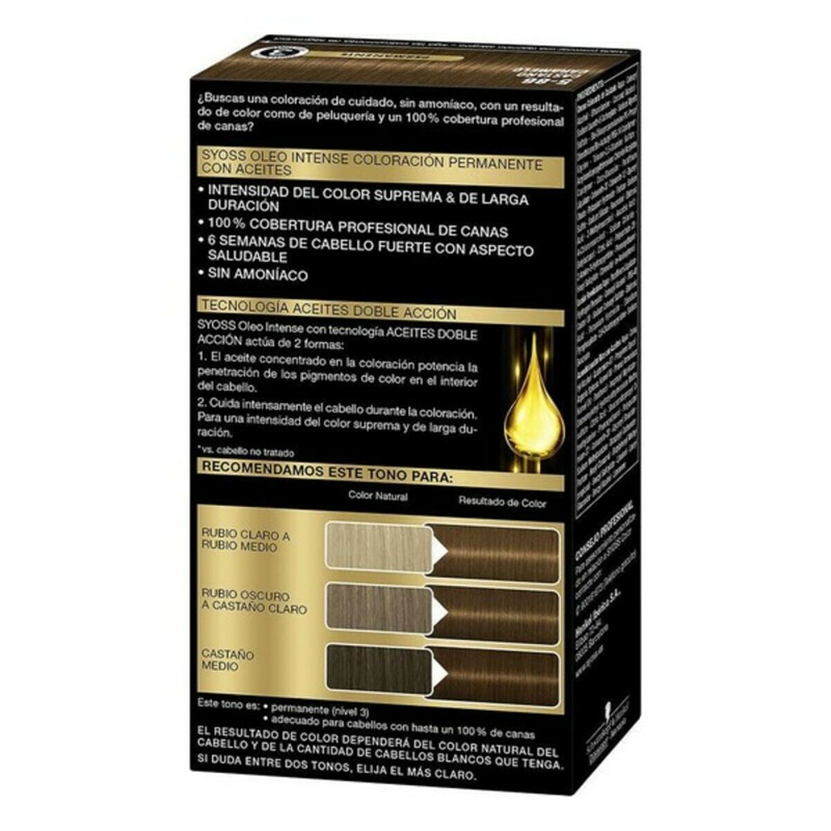 Permanent Dye Syoss Oleo Intense Caramel Brown Nº 5,86 Platinum Blonde Nº 5,86-Castano Caramelo for Women produktemballage