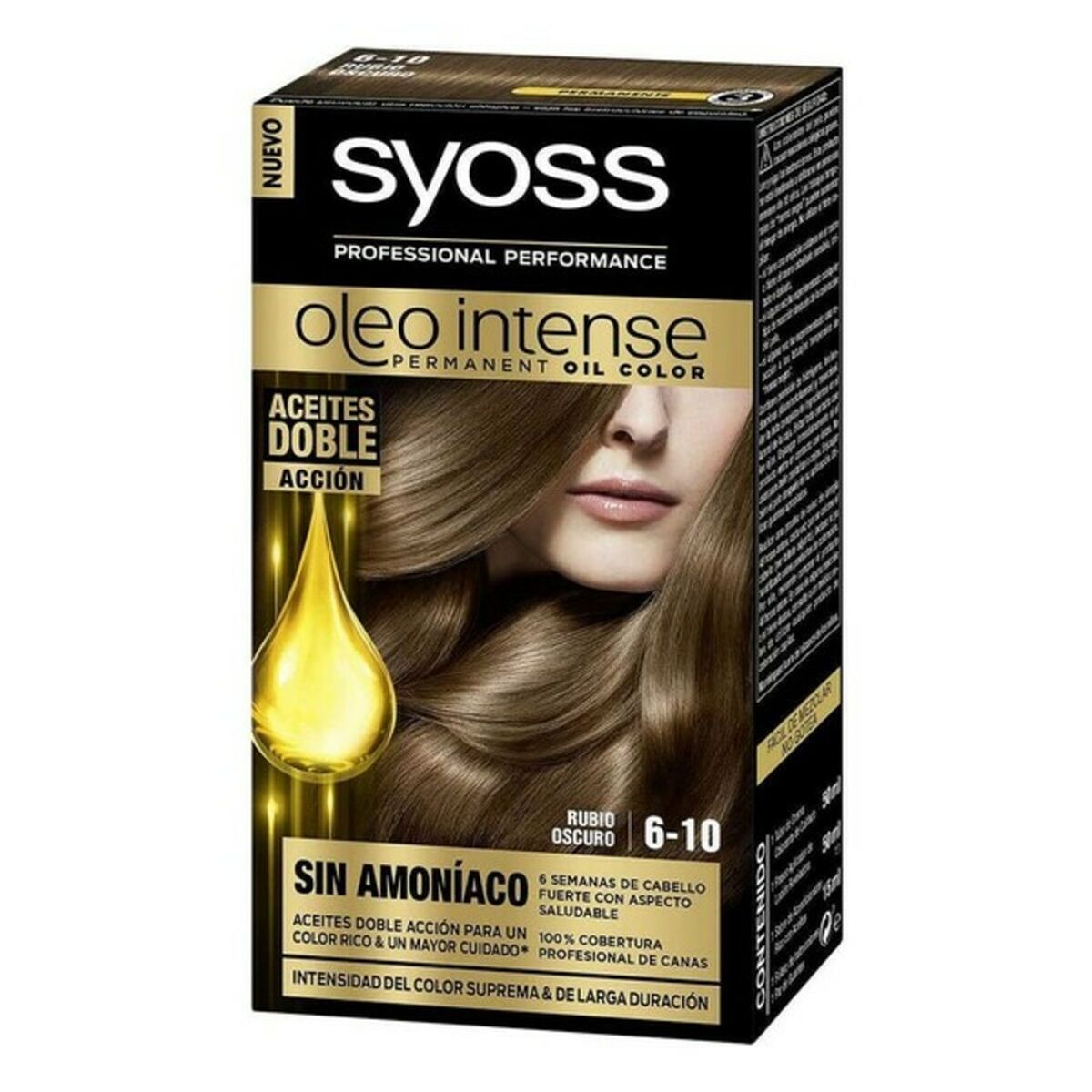 Permanent Dye Syoss Oleo Intense Dark Blonde Nº 6,10 Platinum Blonde Nº 6.10-Rubio Oscuro for Women produktemballage