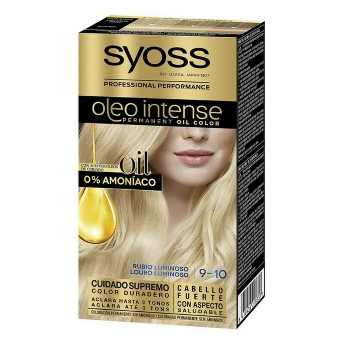 Permanent Dye Syoss Olio Intense Luminous Blonde Nº 9,10 Platinum Blonde Nº 9.10-Rubio Luminoso for Women produktemballage