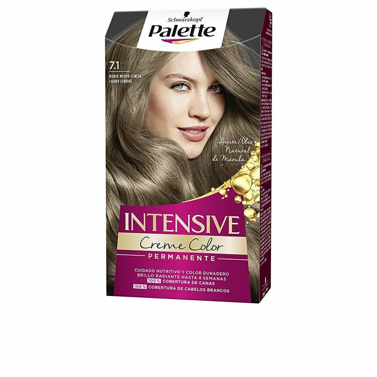 Permanent Dye Schwarzkopf Palette Intensive Nº 7.1-Rubio Medio Ceniza (1 enhed) til kvinder makeup emballage