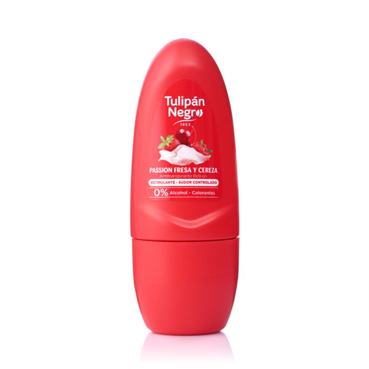 Roll-On Deodorant Tulipán Negro Passion Fresa y Cereza 50 ml produktemballage