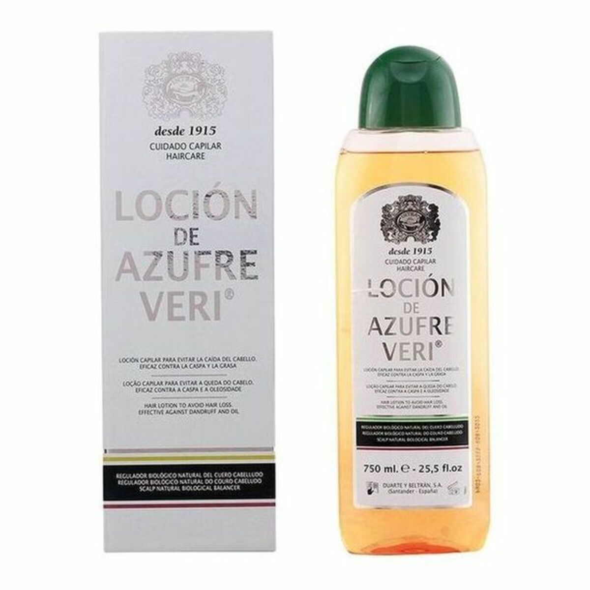Anti-Hårtab Lotion Azufre Veri Azufre Veri 750 ml hudplejeemballage