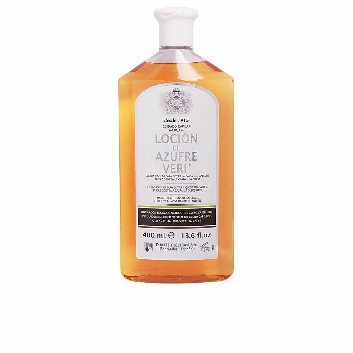 Anti-Hårtab Lotion Azufre Veri Azufre Veri 400 ml hudplejeemballage