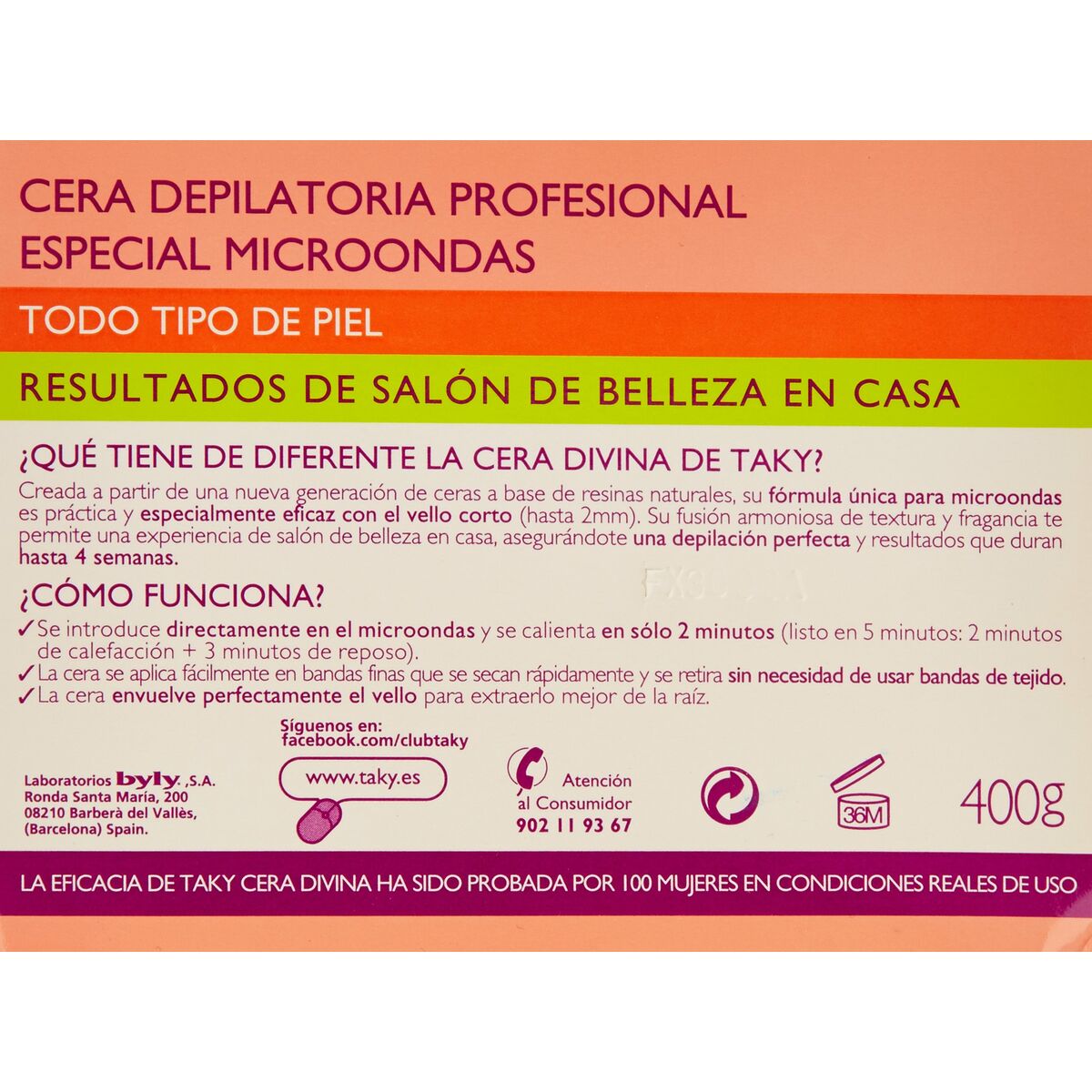 Body Hair Removal Wax Sensaciones Taky (400 g) hårvoksemballage