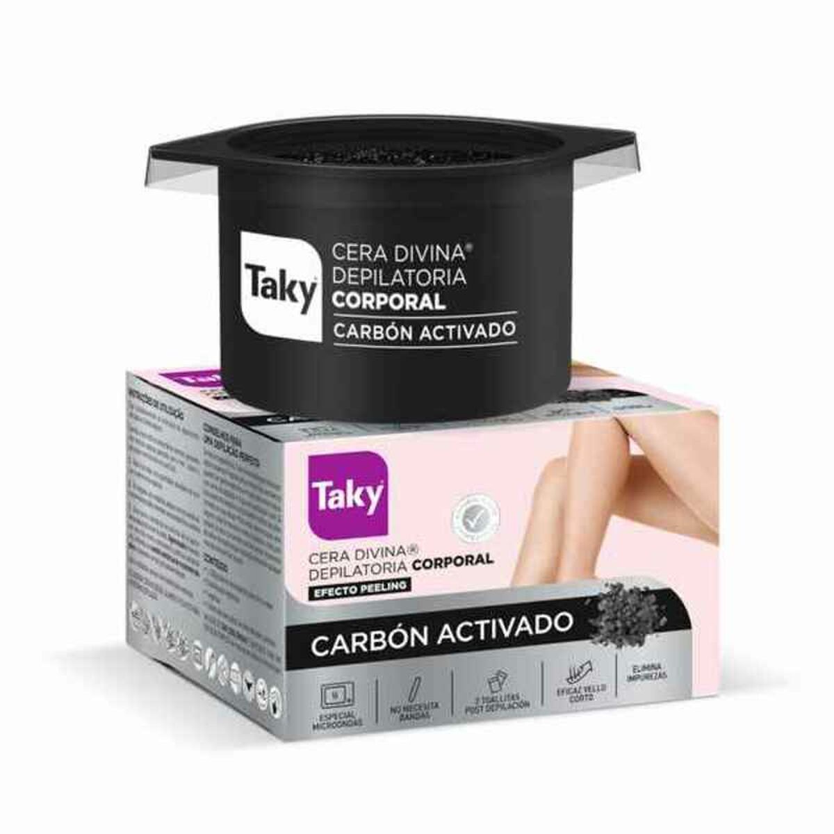 Kropshårfjerningsvoks Carbon Activado Taky 1106- 300 ml hårvoksemballage
