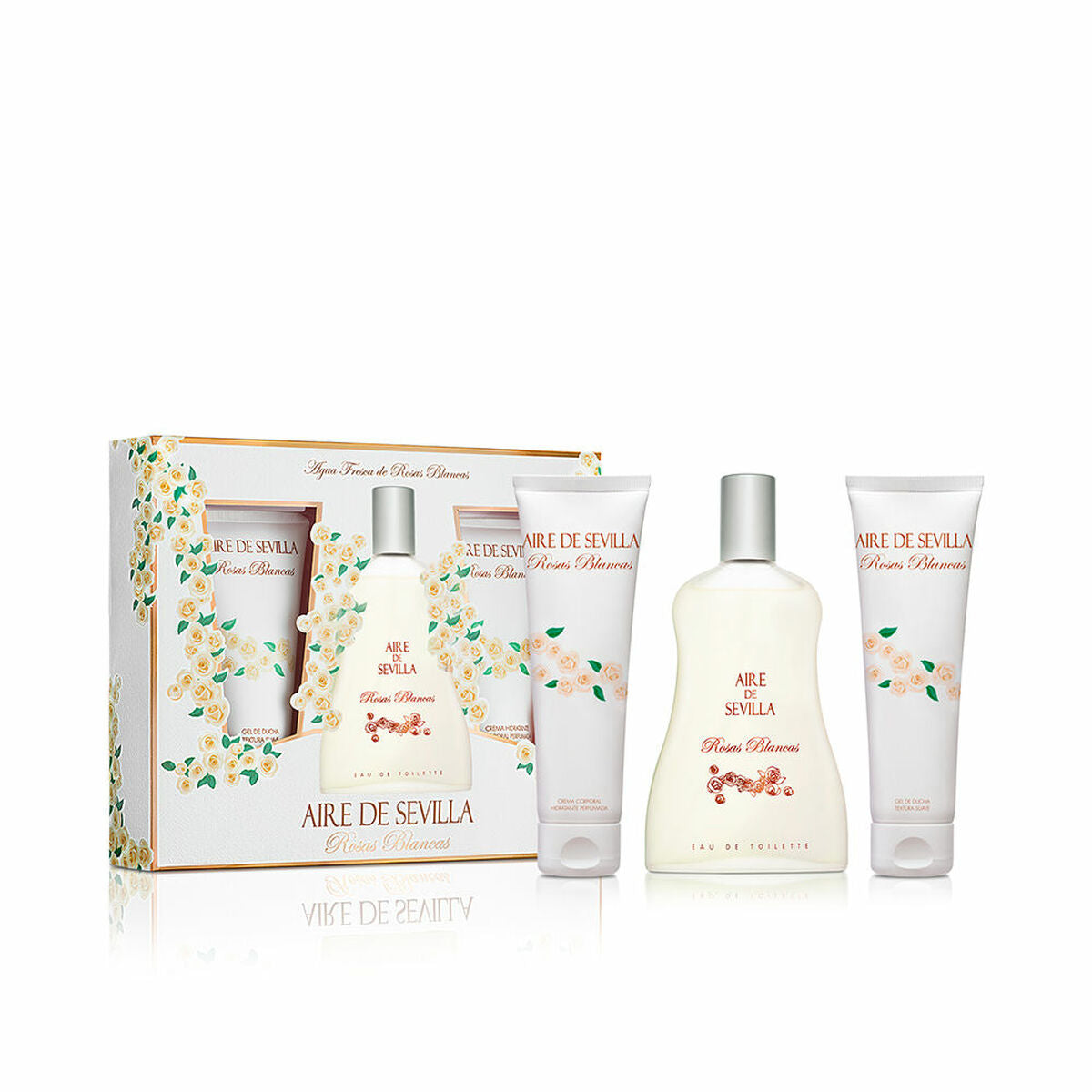 Parfumesæt til kvinder Aire Sevilla Rosas Blancas 3 stykkers produktemballage