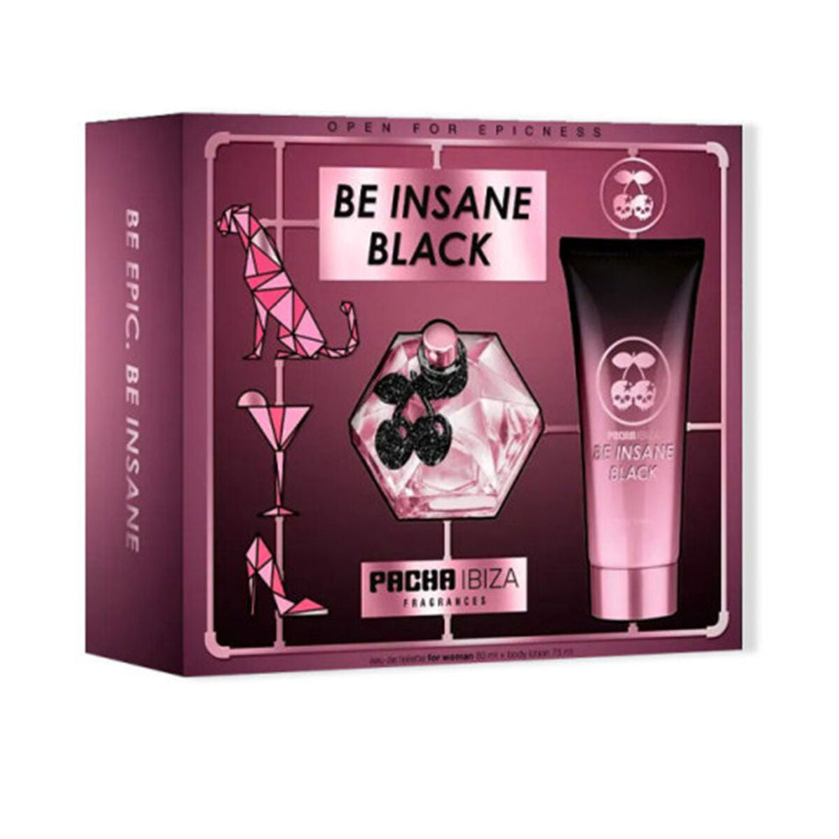 Parfumesæt til kvinder Pacha Ibiza Be Insane Black 2 stykkers produktemballage