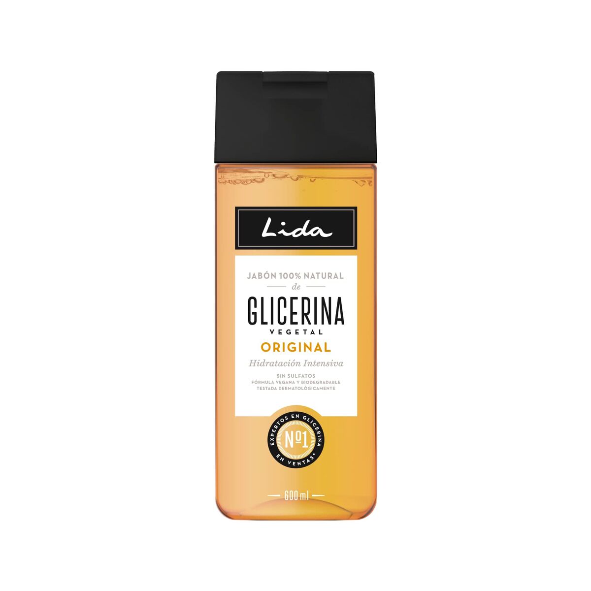 Glycerinsæbe Lida Jabón Natural 600 ml Natural Liquid produktemballage