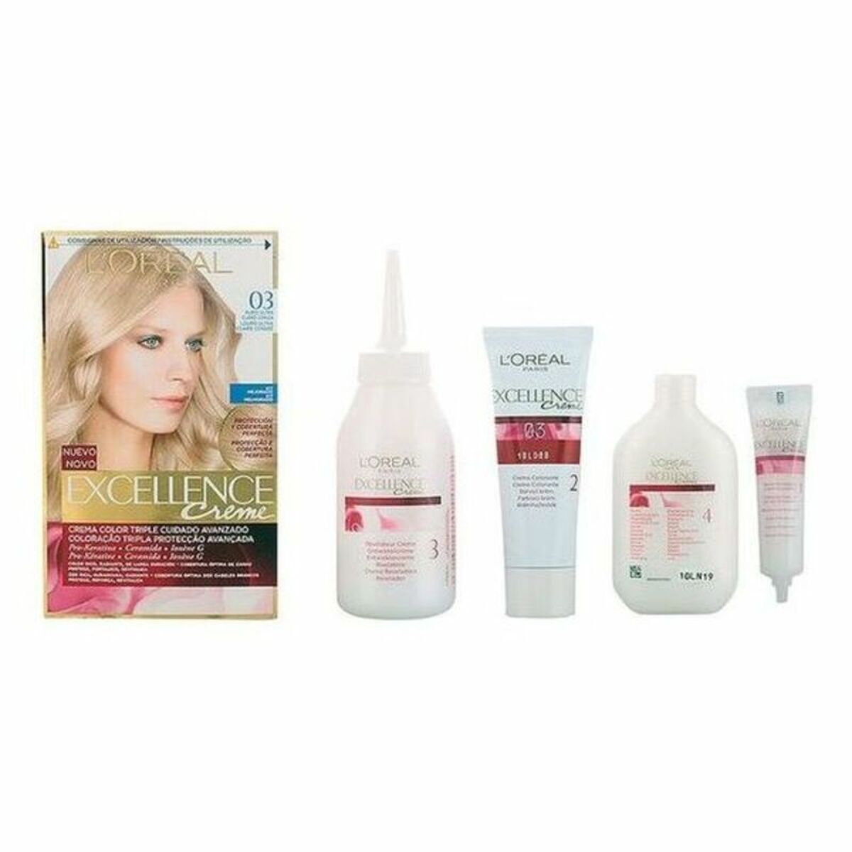 Permanent Dye L'Oreal Make Up Ultra Light Ash Blonde Nº 03 Rubio Ultra Claro Ceniza 192 ml produktemballage
