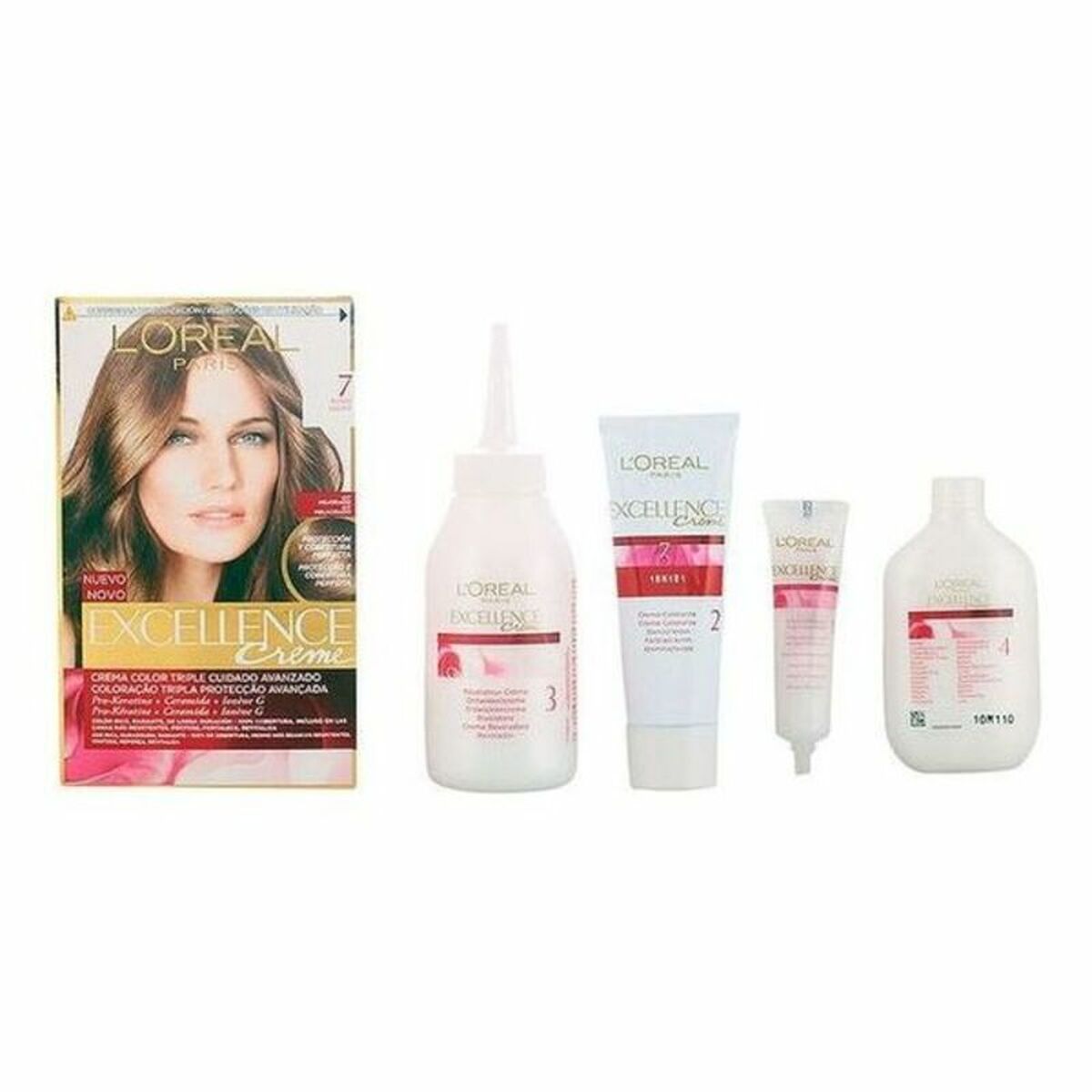Permanent Dye L'Oreal Make Up Excellence Nº 7 Rubio Nº 7-Rubio 192 ml produktemballage