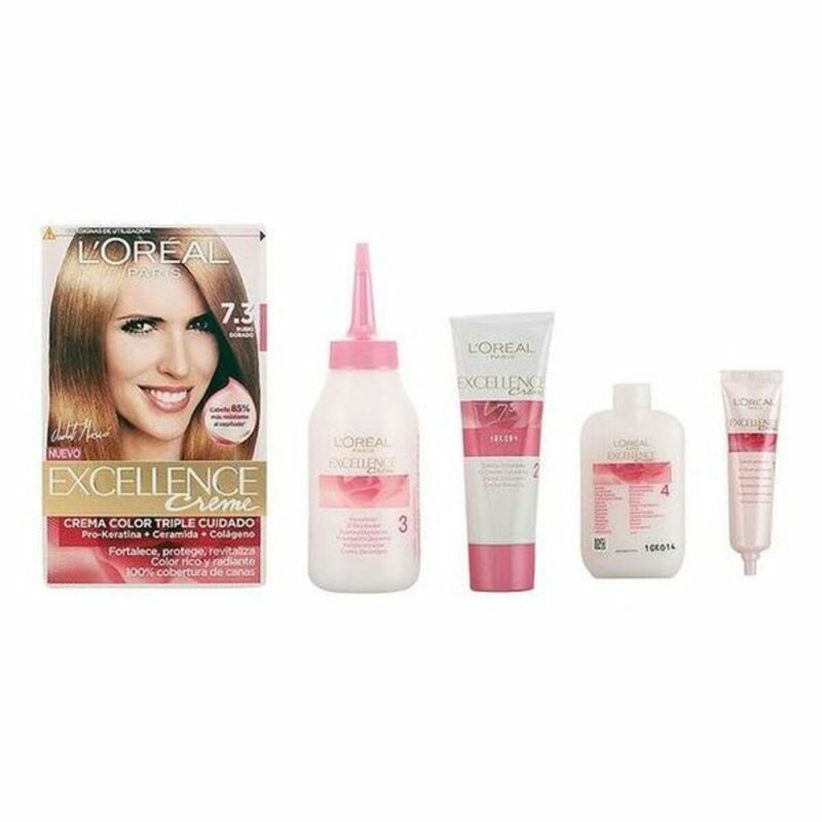Permanent Dye L'Oreal Make Up Excellence Golden Blonde Nº 7,3 Rubio Dorado Nº 7,3-Rubio Dorado 192 ml produktemballage
