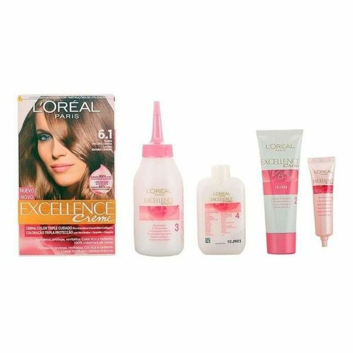 Permanent Dye L'Oreal Make Up Excellence Dark Ash Blond Nº 6,1 Rubio Oscuro Ceniza Nº 6,1-Rubio Oscuro Ceniza 192 ml produkt