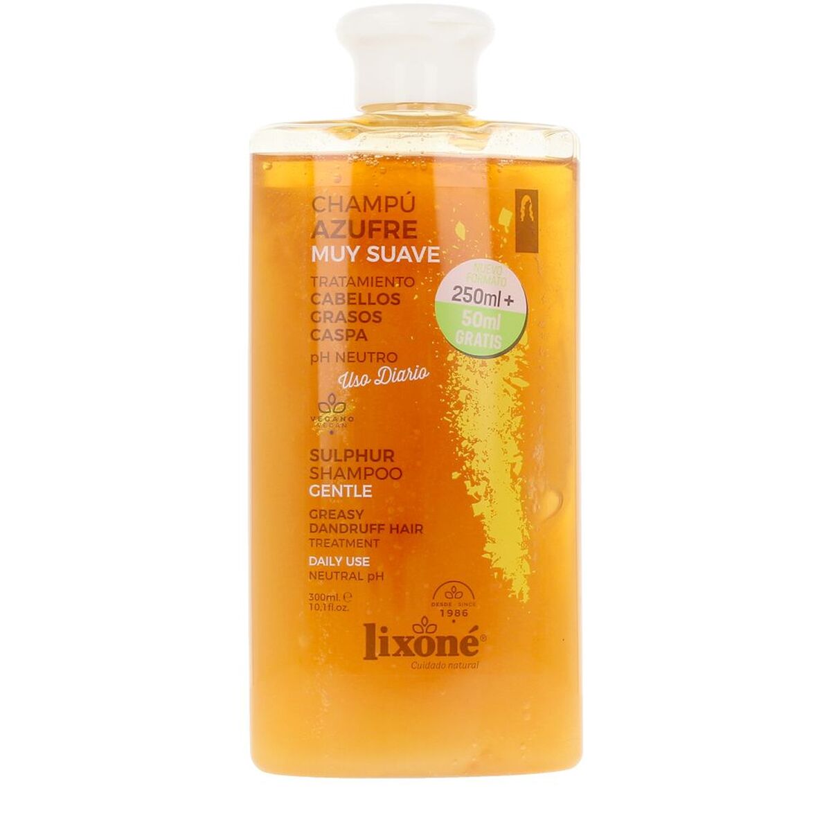 Anti-grease shampoo Lixoné AZUFRE 300 ml Anti-skæl shampooflaske