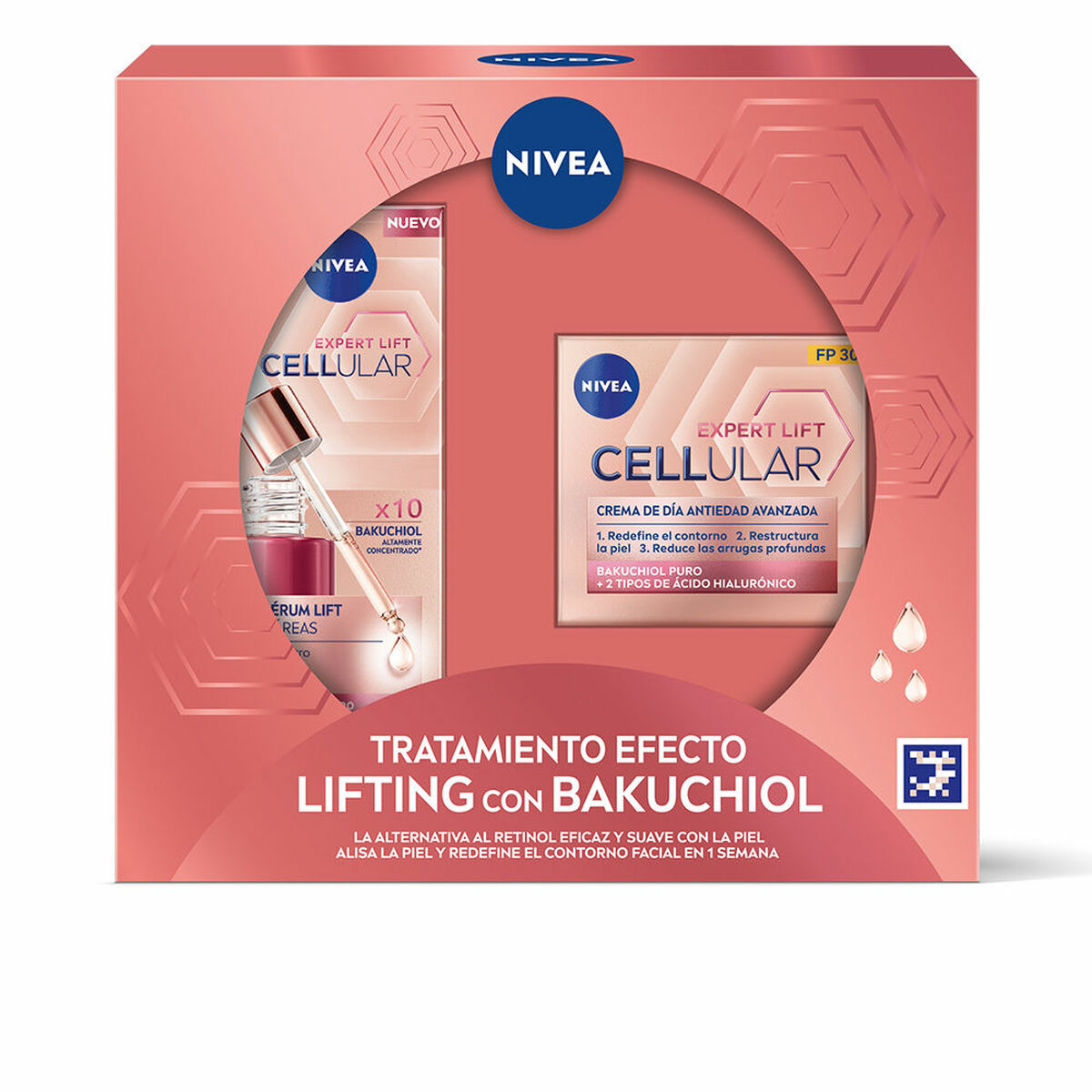 Make-up sæt Nivea TRATAMIENTO EFECTO LIFTING CON BAKUCHIOL 2 stykker til kvinder produktemballage