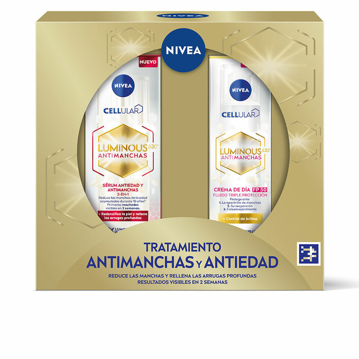 Make-up sæt Nivea TRATAMIENTO ANTIMANCHAS Y ANTIEDAD 2 stks produktemballage