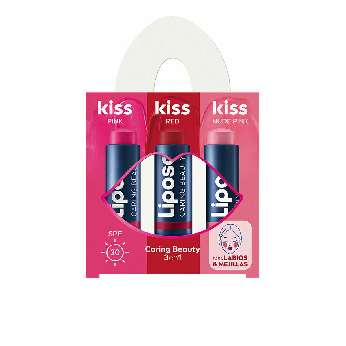 Lip Balm Liposan KISS 3 Pieces for Women hudplejeemballage
