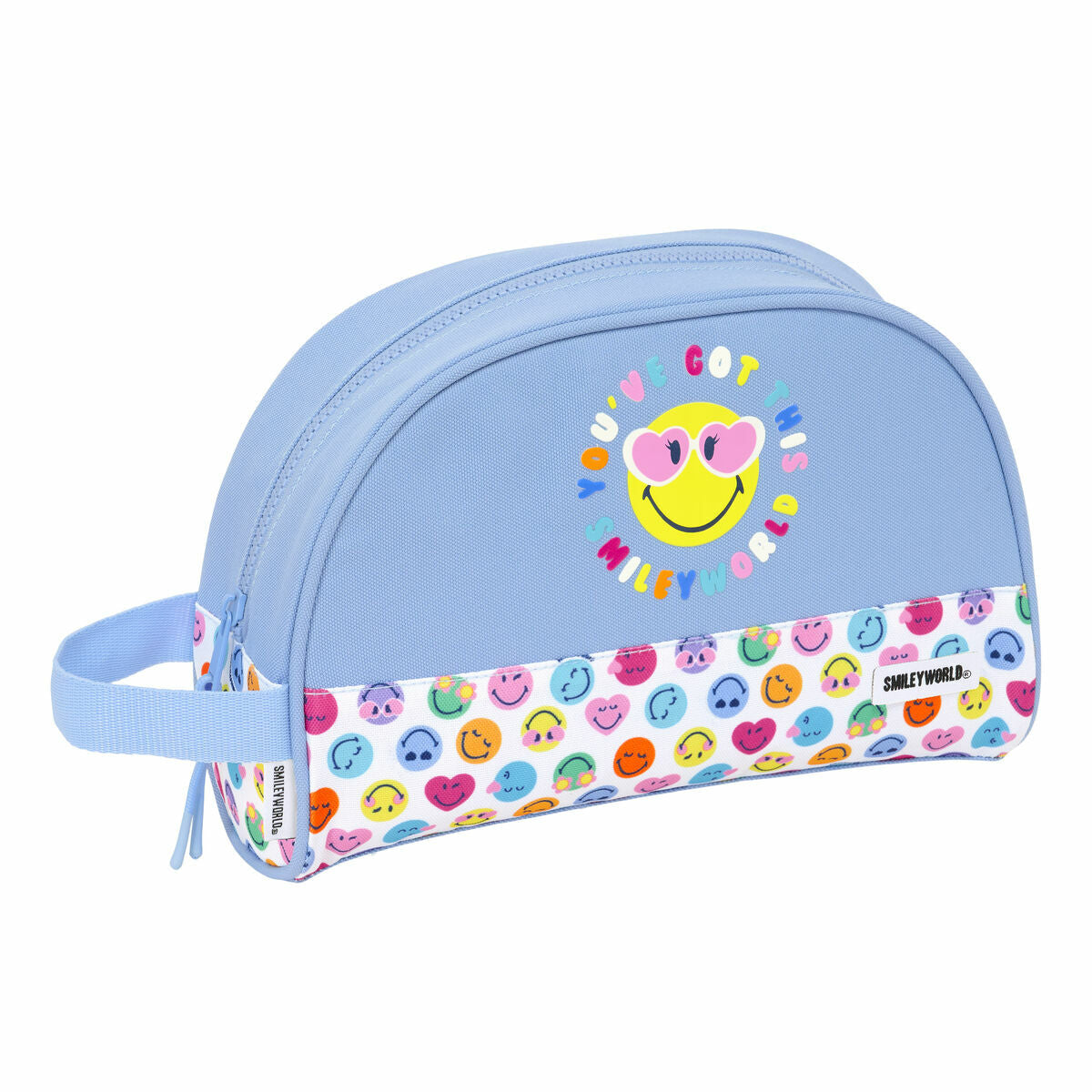 Travel Vanity Case Smiley Joyful Multicolour Lyseblå Genanvendelig 28 x 18 x 10 cm produktemballage