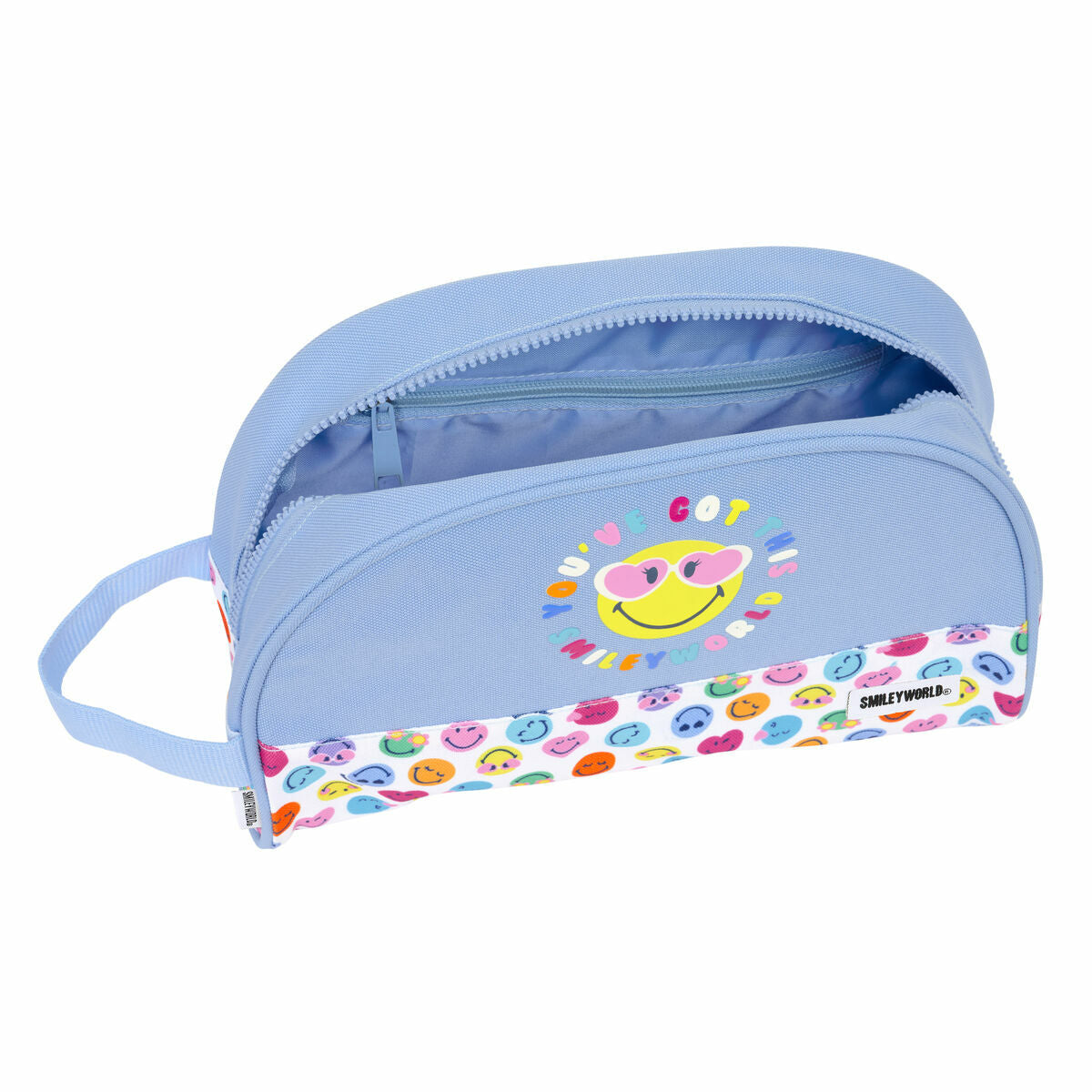 Travel Vanity Case Smiley Joyful Multicolour Lyseblå Genanvendelig 28 x 18 x 10 cm produktemballage