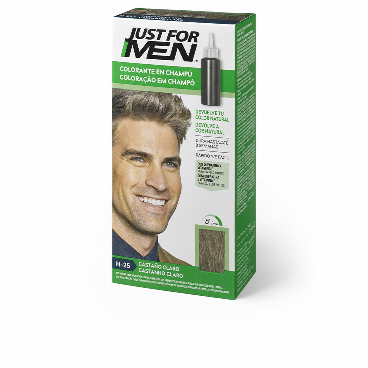 Shampoo Dye Just For Men Colorante Lysebrun 30 ml shampooflaske