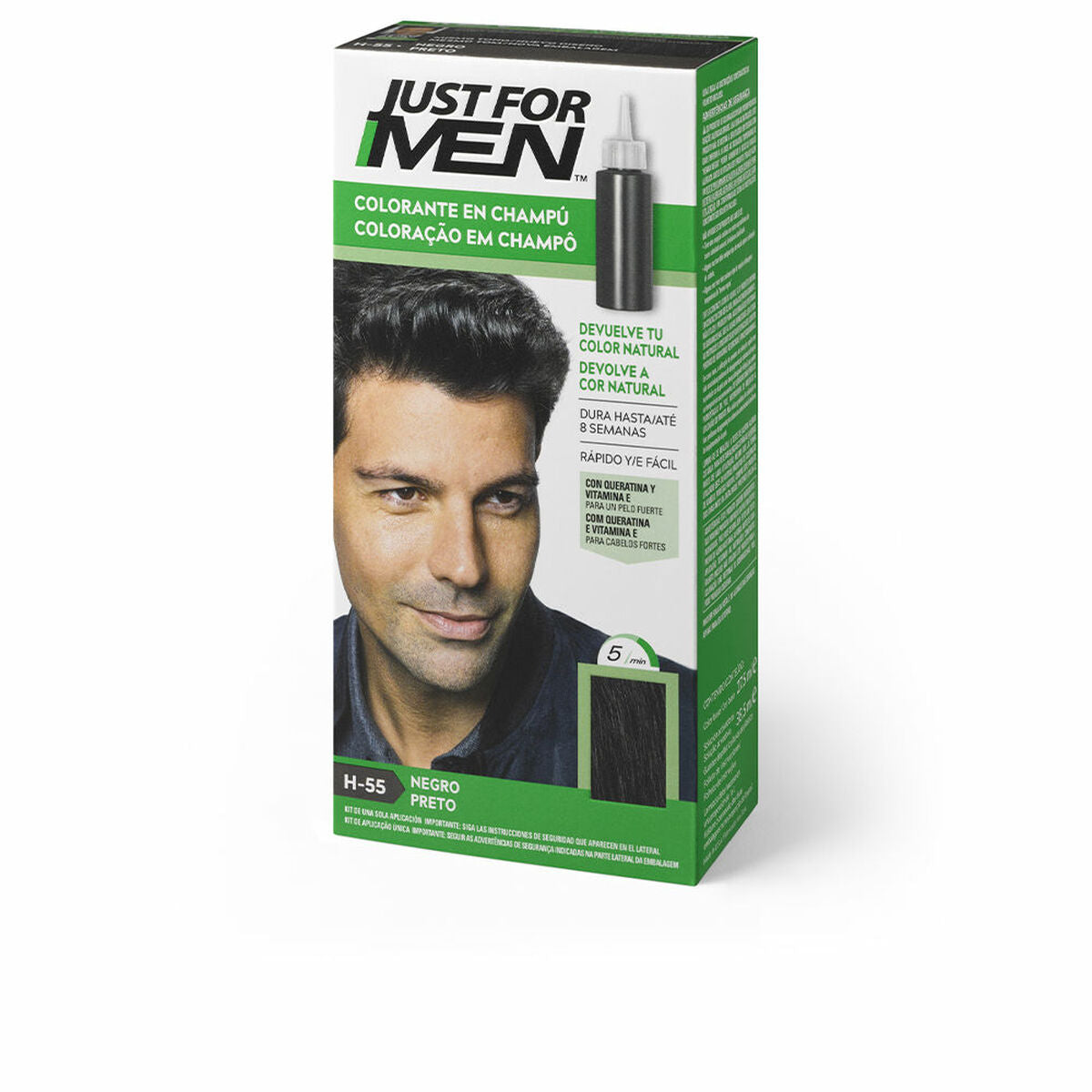 Shampoo Dye Just For Men Colorante Black 30 ml shampooflaske