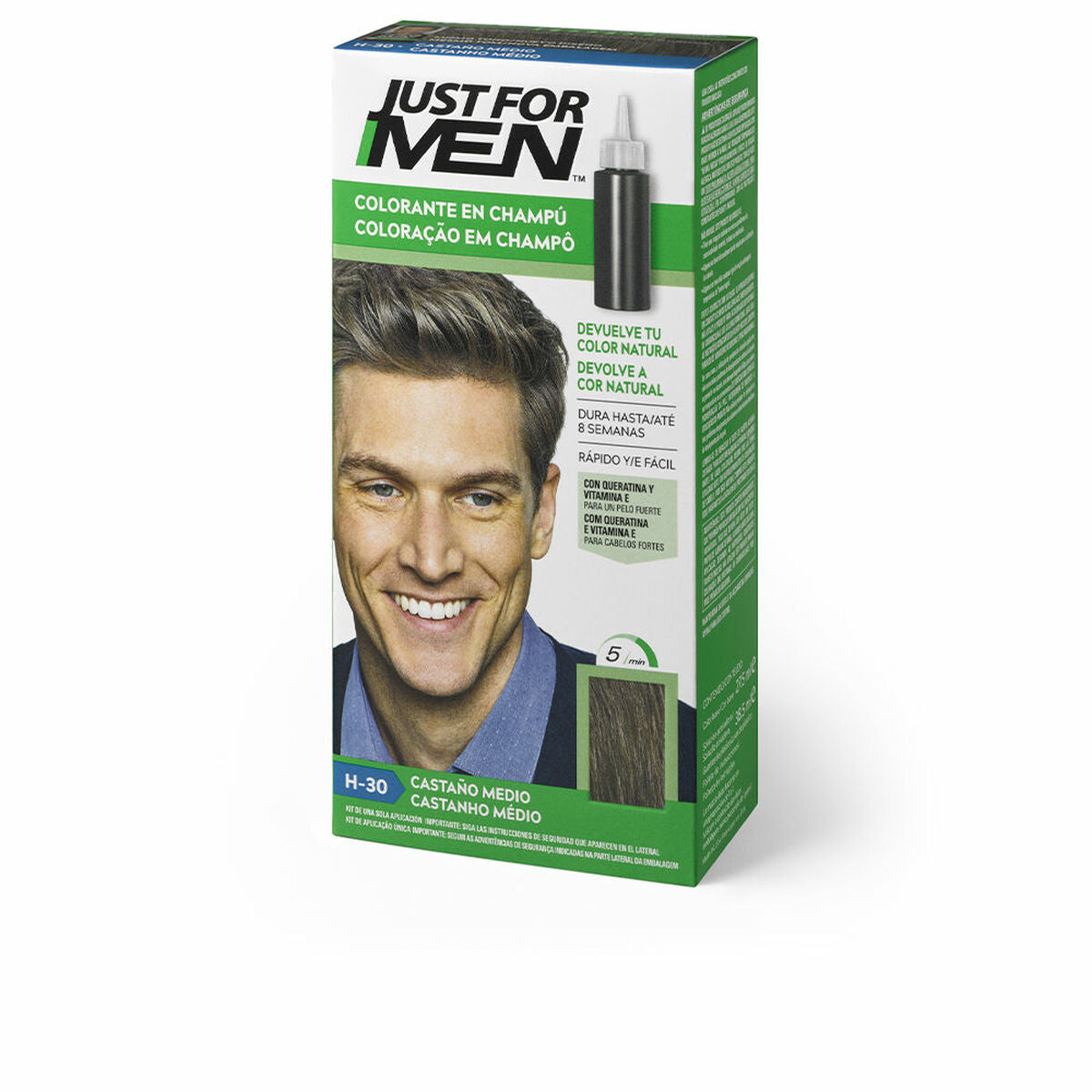 Shampoo Dye Just For Men Colorante Medium Chestnut 30 ml shampooflaske