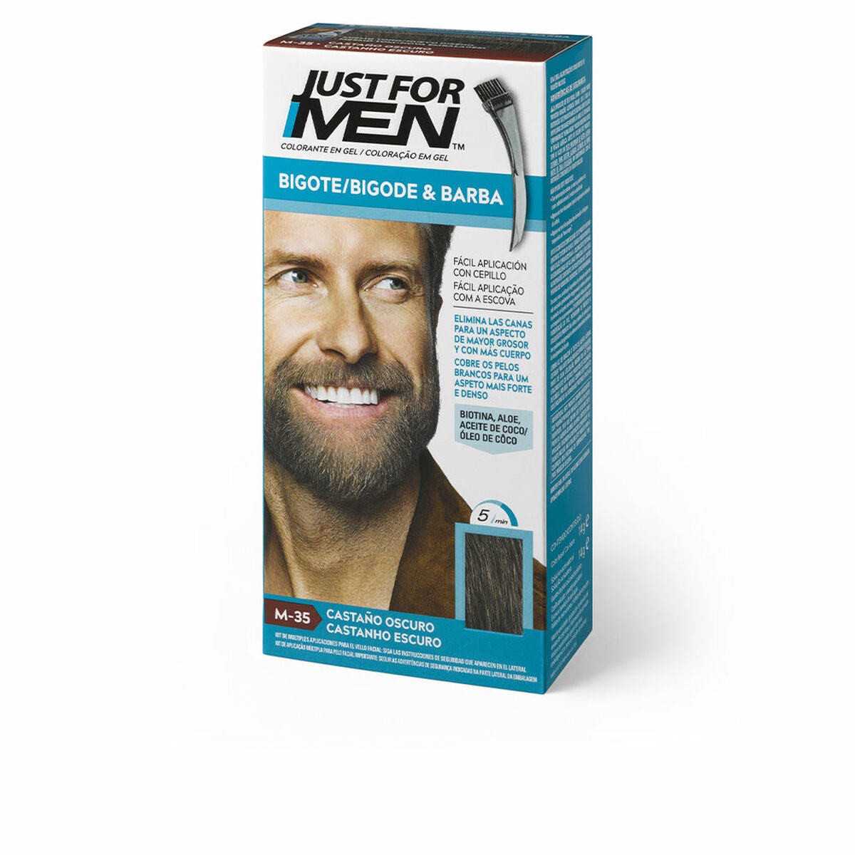 Shampoo Dye Just For Men Colorante Mørkebrun 15 ml Skæg/Moustache shampooflaske