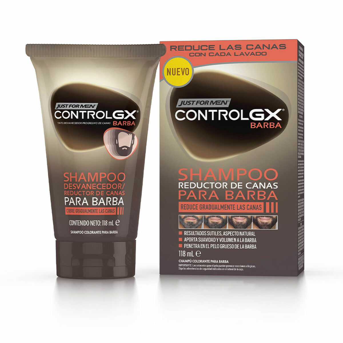 Anti-ageing Coloring Gel Just For Men Control Gx 118 ml Grå hårreducerende hudplejeemballage