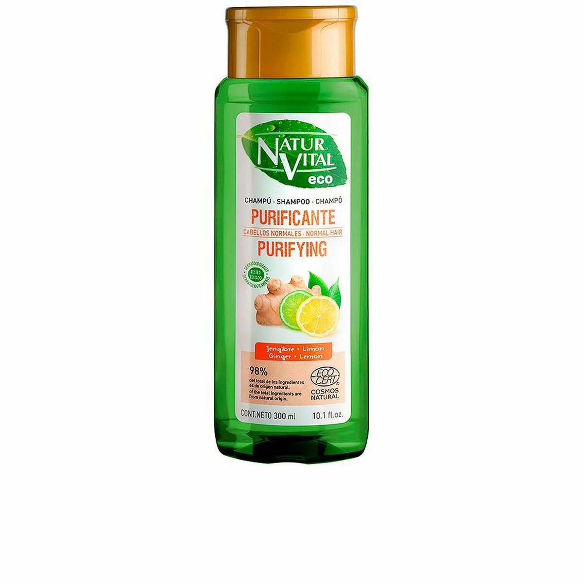 Rensende Shampoo Naturvital Eco Purificante 300 ml Ginger Lemon shampooflaske