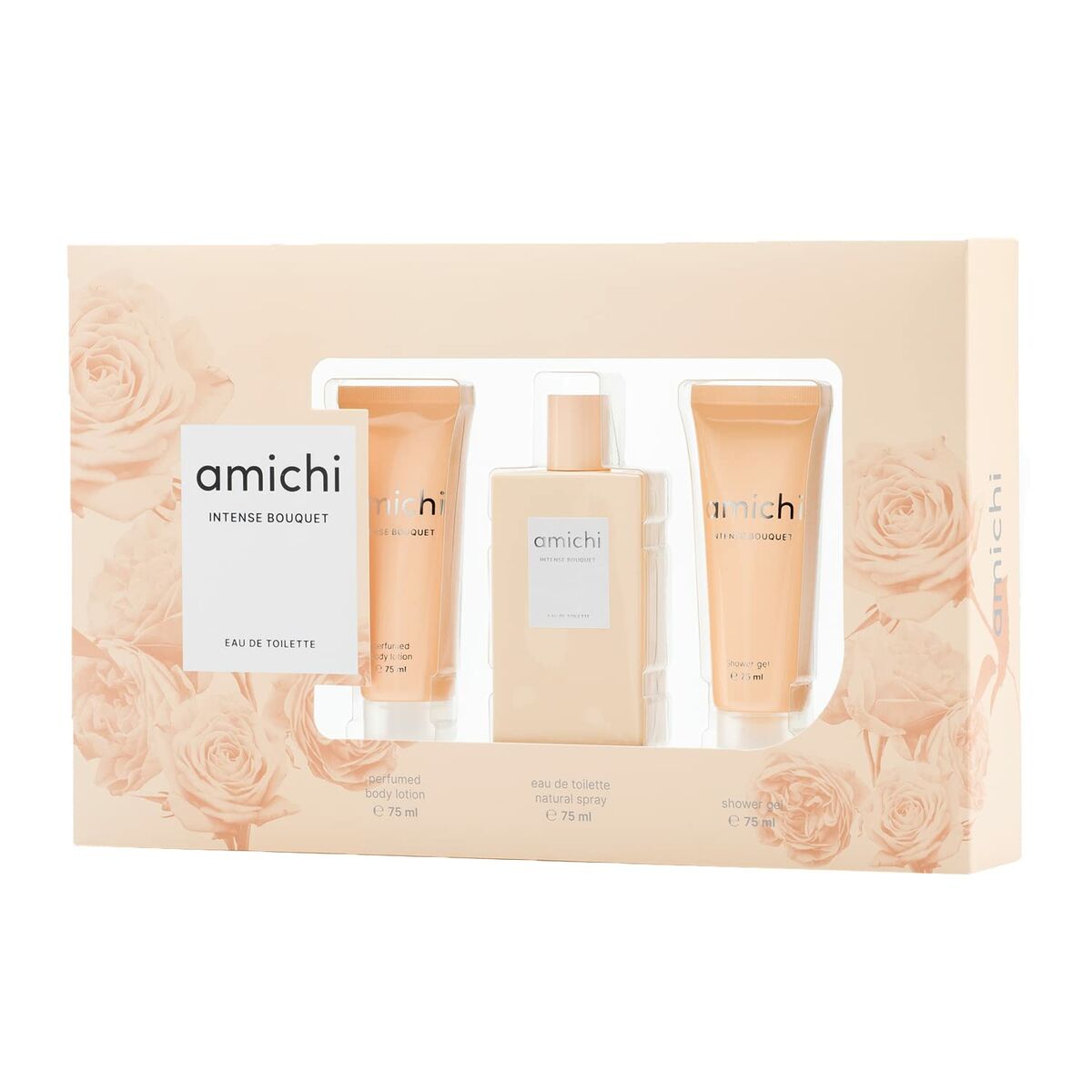 Dameparfumesæt Amichi Intense Bouquet 3 stykker til kvinder produktemballage