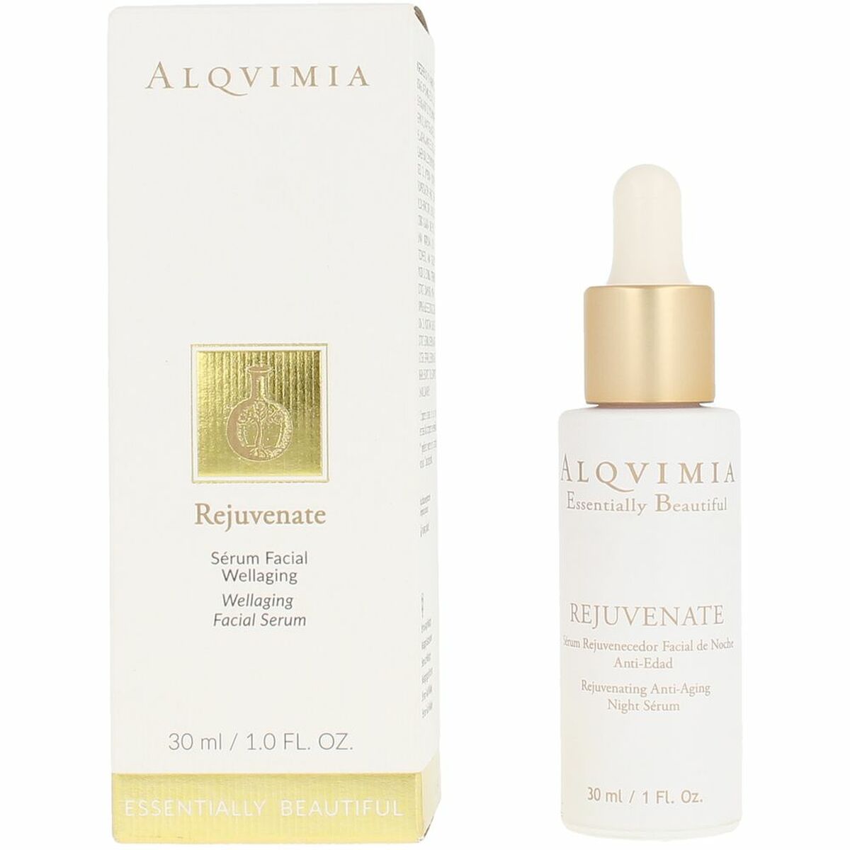 Nighttime Anti-ageing Serum Alqvimia VÆSENTLIGT SMUK 30 ml til kvinder serumflaske