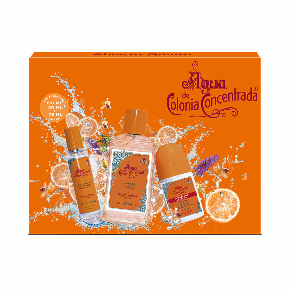 Unisex parfumesæt Alvarez Gomez Agua de Colonia Concentrada Eau d'Orange 3 stykkers produktemballage